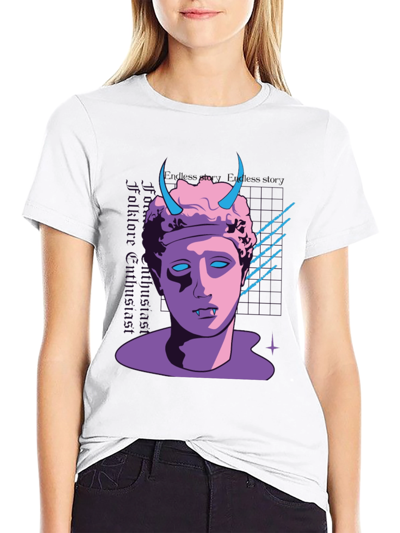 Black Vaporwave Vampire T-Shirt - Black view 9