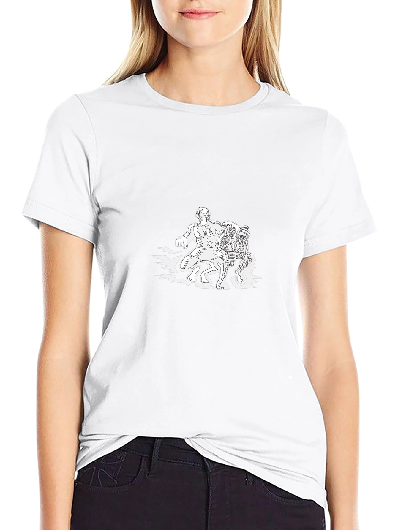 Black Graphic Tee: Cartoon Figures view 9