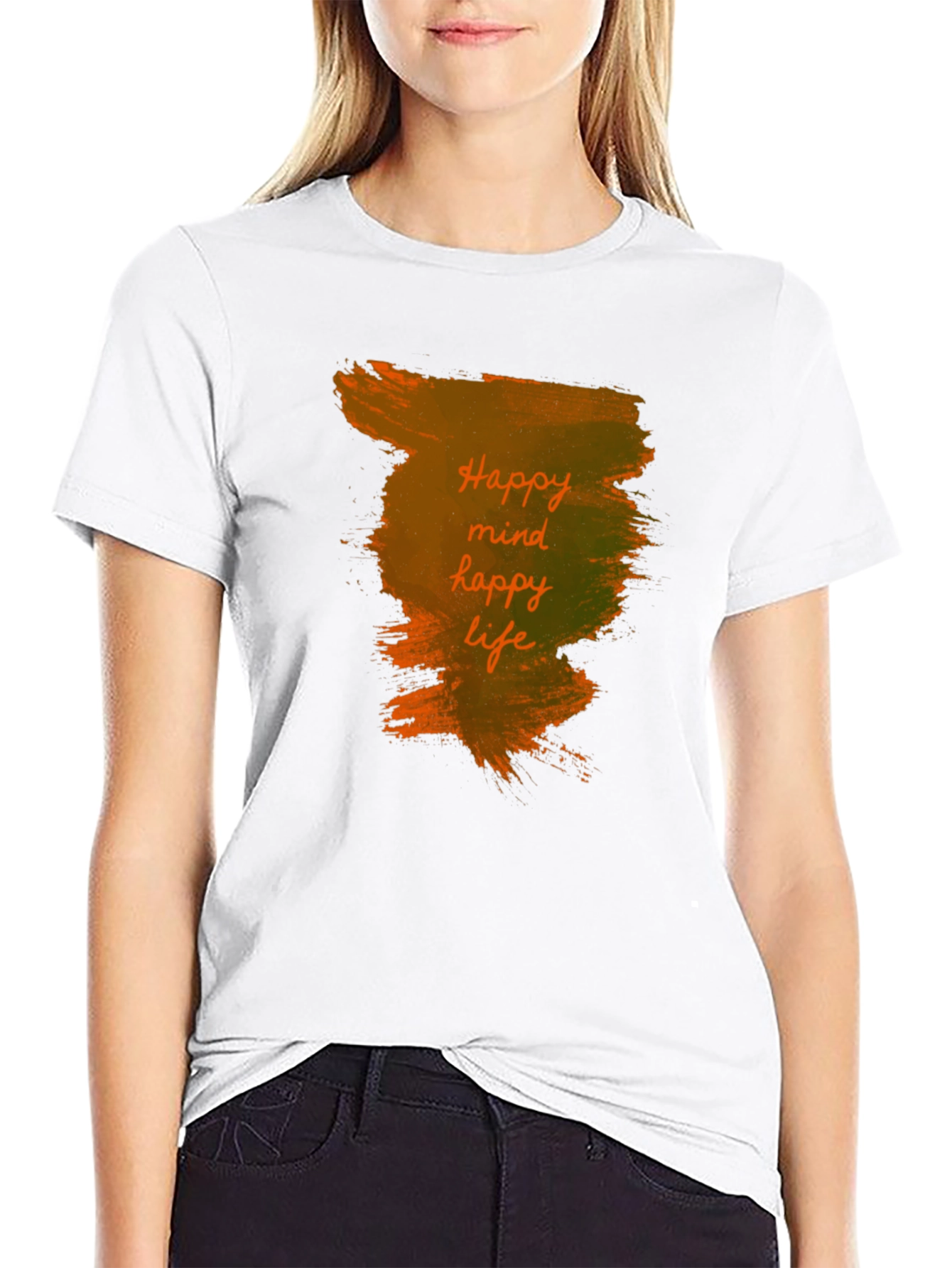 Black Happy Mind, Happy Life Black T-Shirt view 9