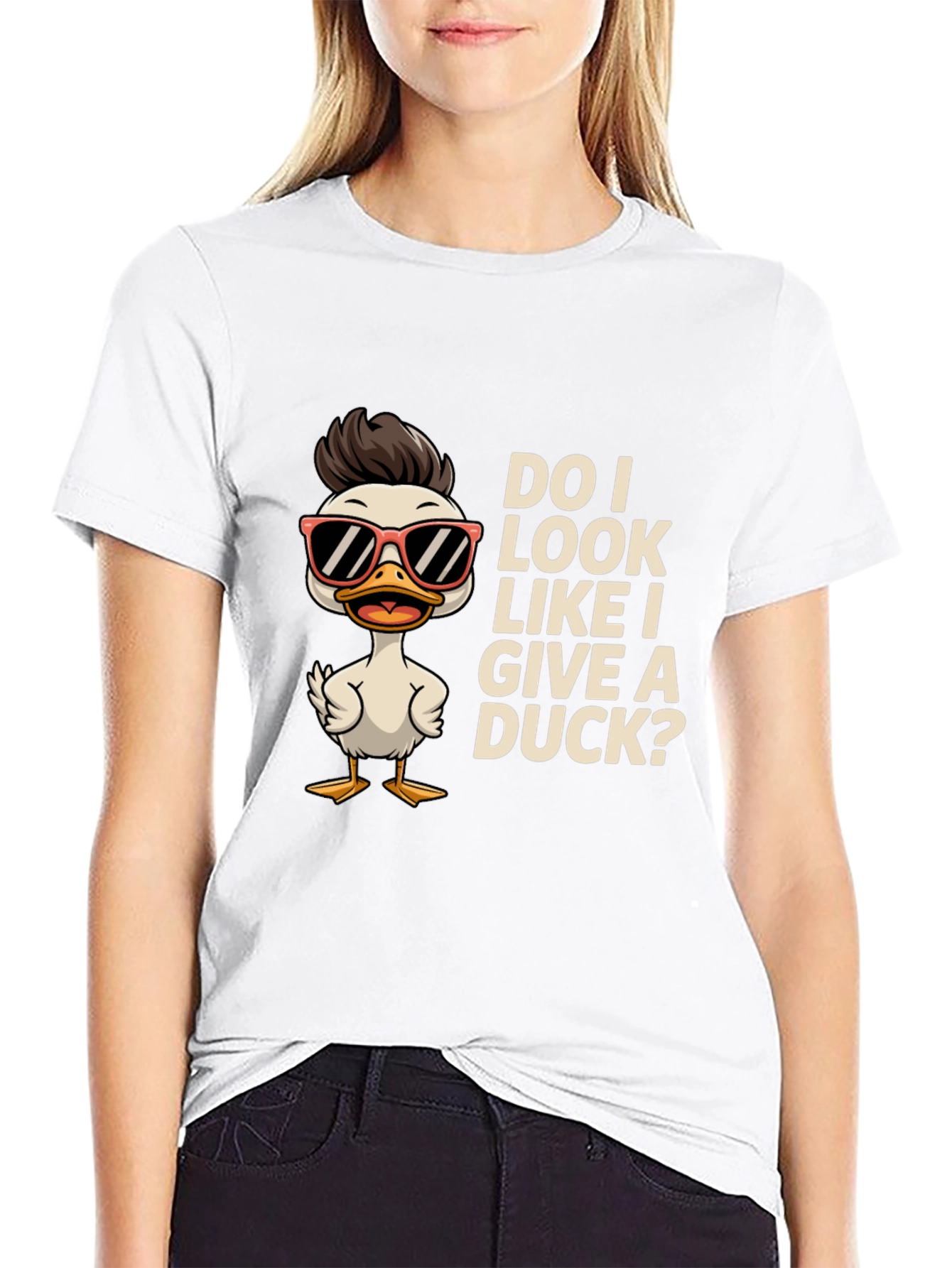 Black Funny Duck Graphic T-Shirt - "Do I Look Like I Give a Duck?" view 9