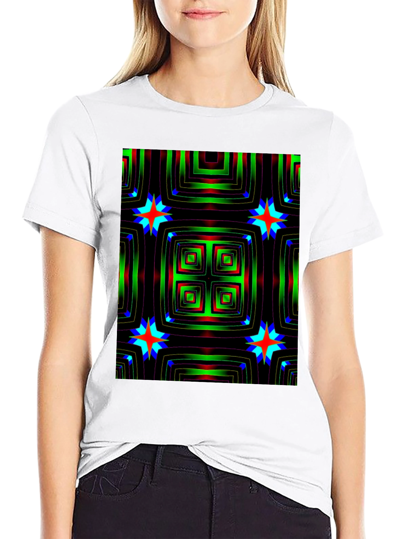 Black Abstract Pattern Black T-Shirt view 9