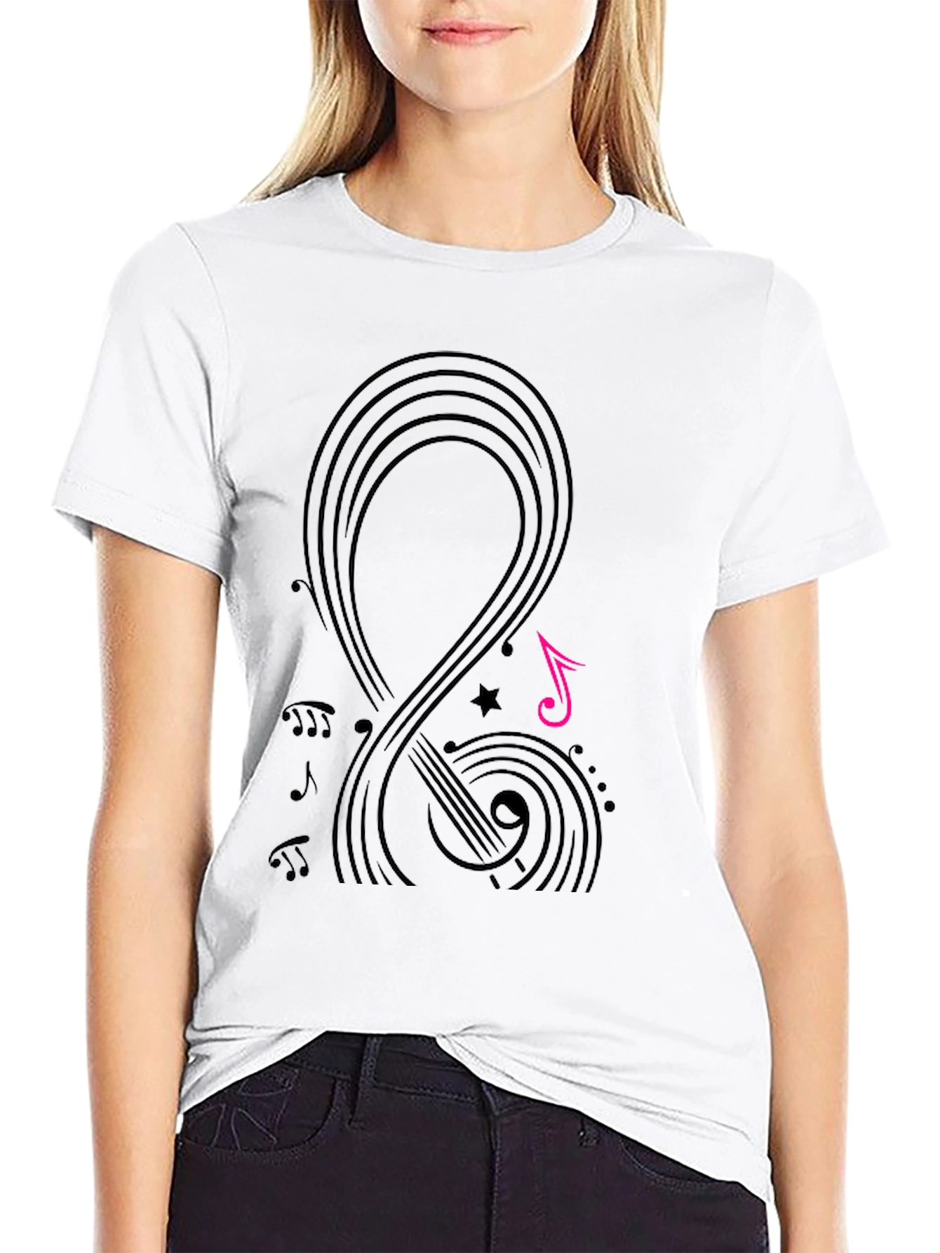 Black Musical Notes Graphic Tee - Black view 9