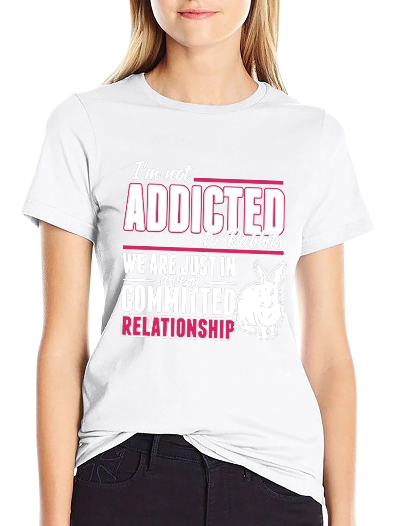 Black Rabbit Lover T-Shirt: I'm Not Addicted! view 9