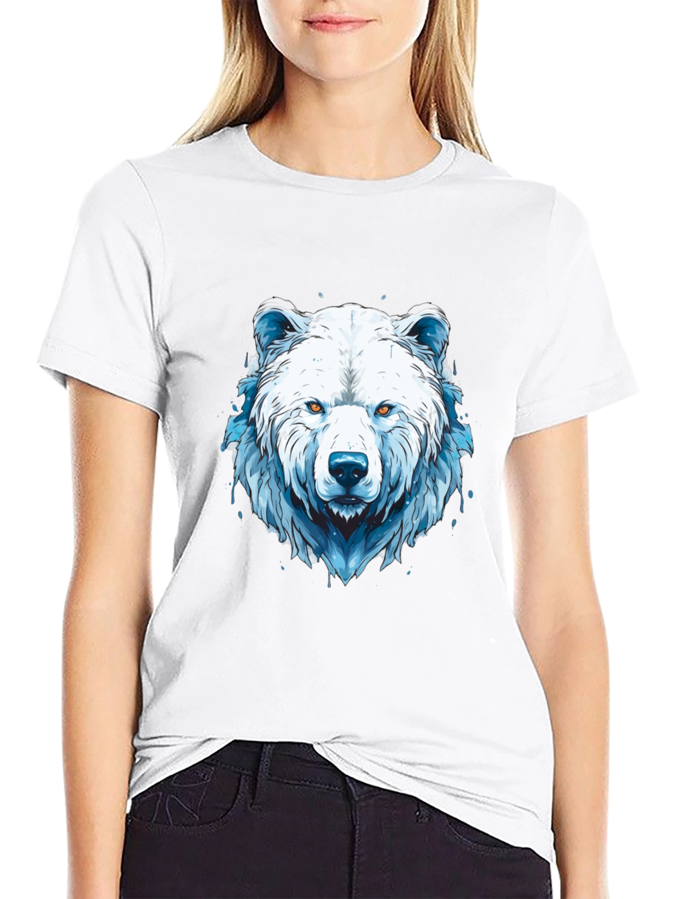 Black Cool Graphic Tee - Polar Bear Design view 9