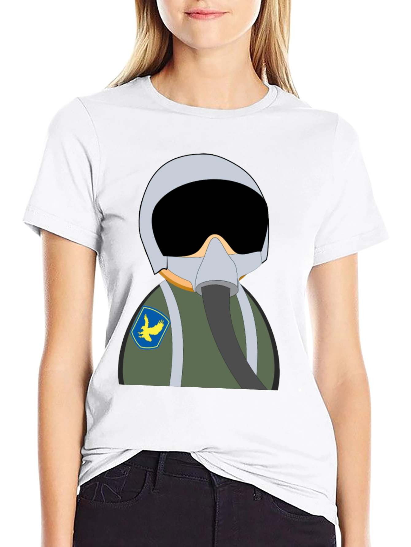 Black Pilot Cartoon T-Shirt view 9