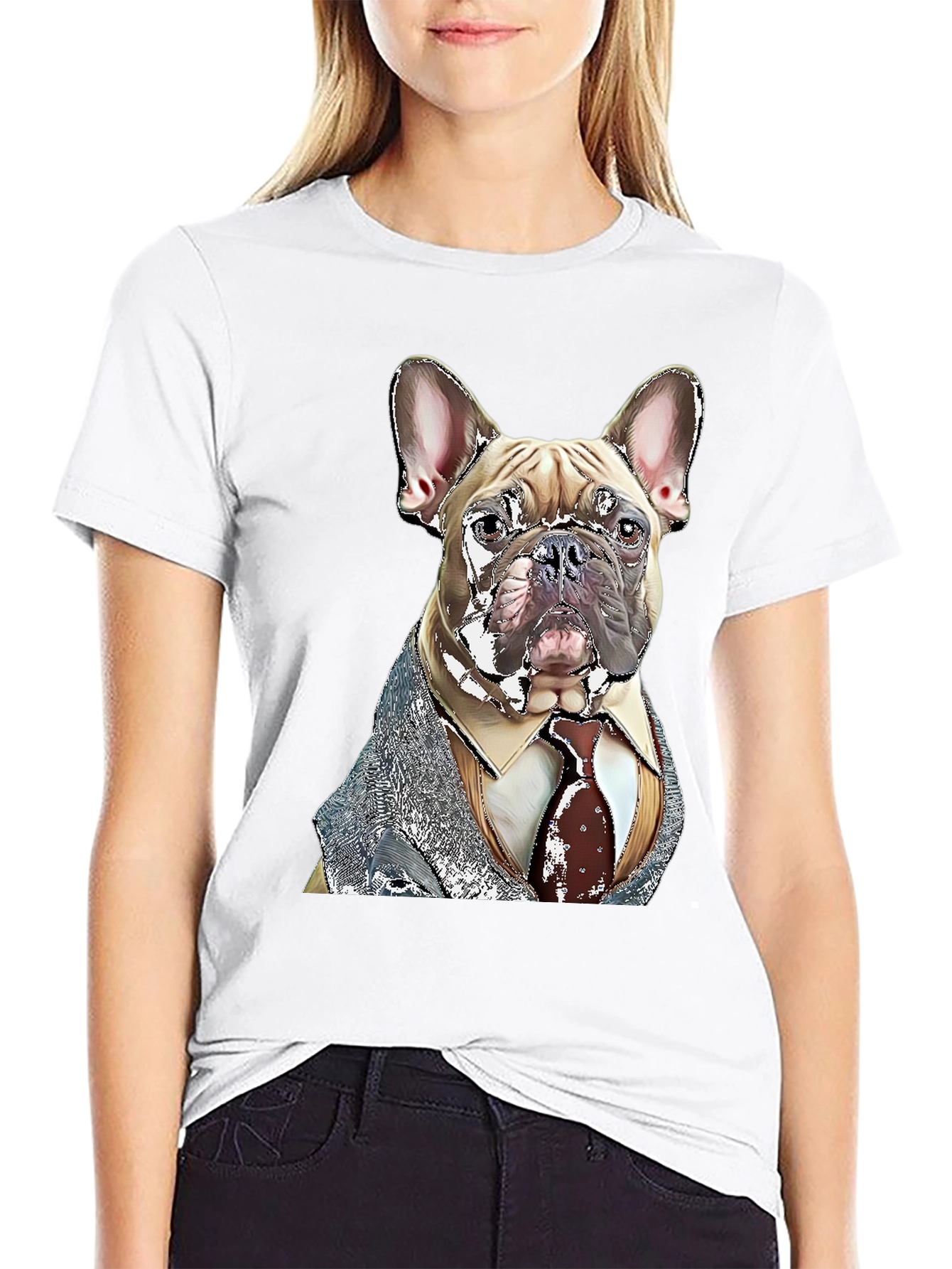 Black Dog in Suit Graphic T-Shirt - Unique Design view 9