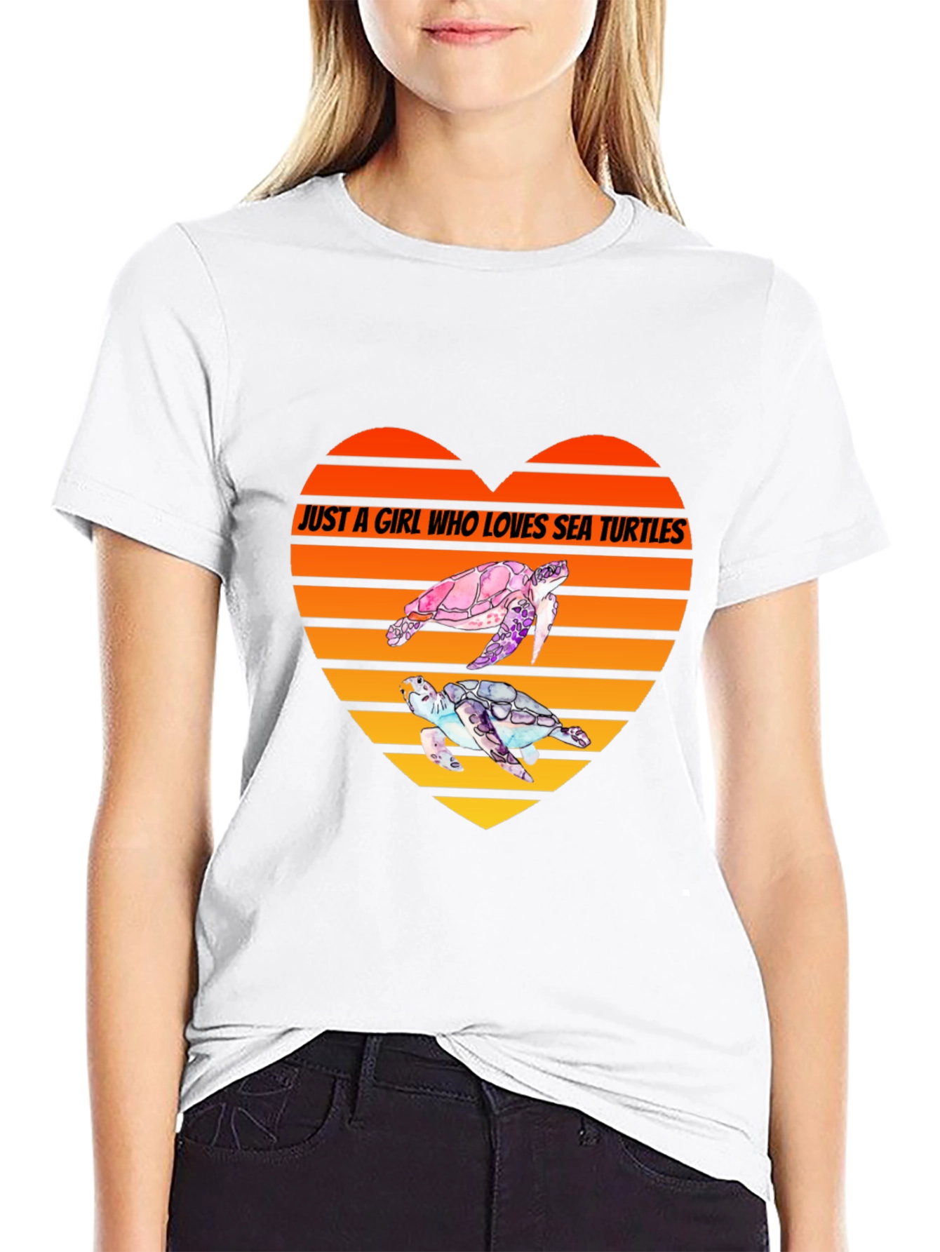 Black Sea Turtle Lover Heart T-Shirt view 9