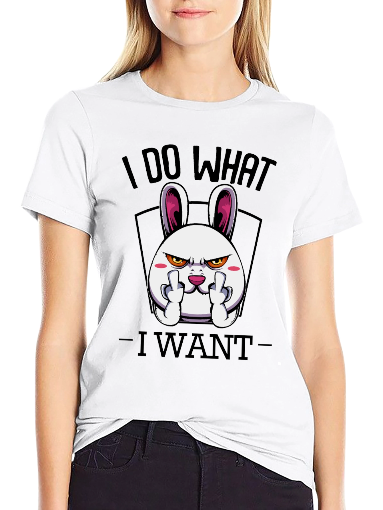 Black I Do What I Want Funny Bunny Graphic Tee view 9