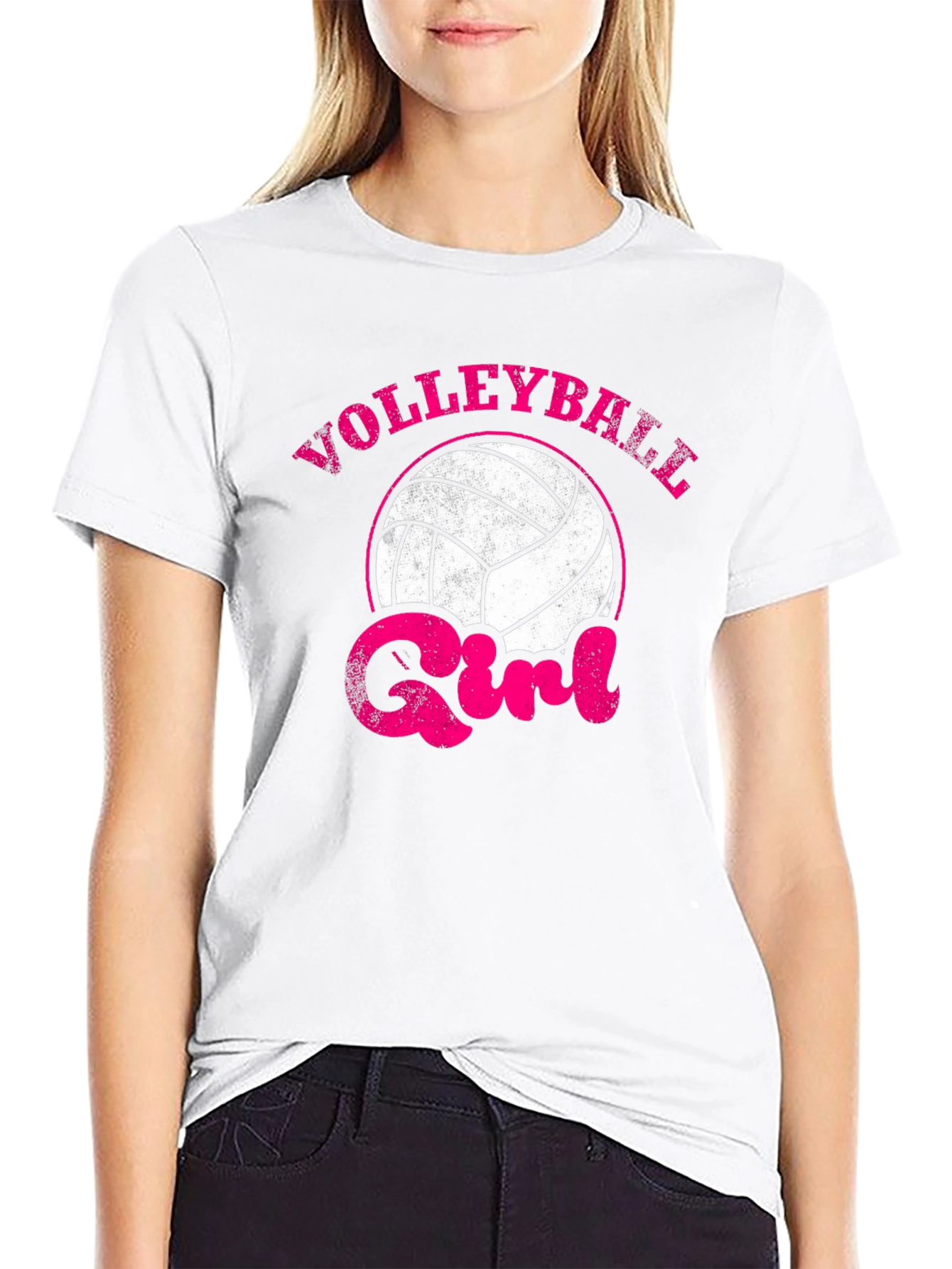 Black Volleyball Girl Graphic T-Shirt view 9