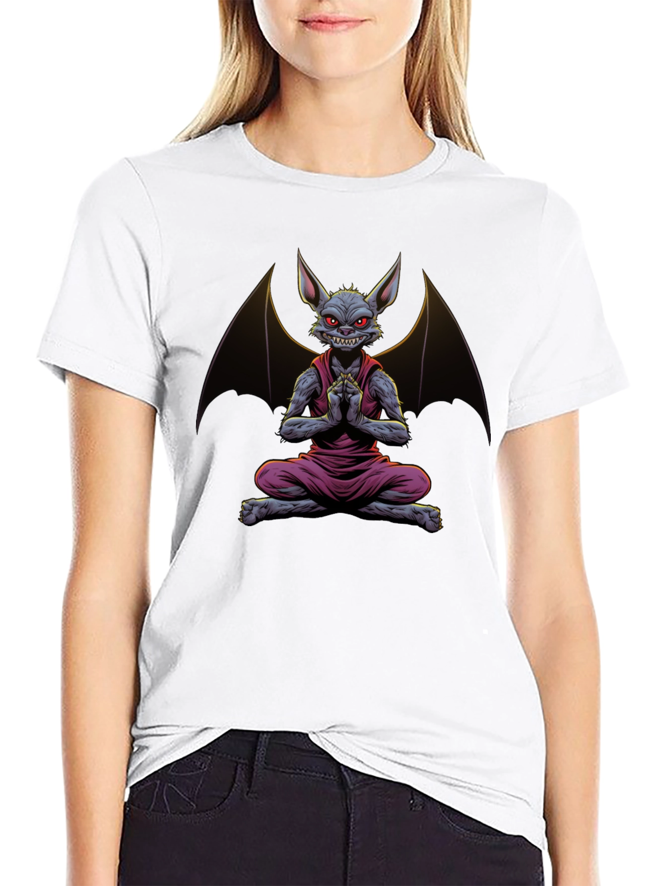 Black Bat Meditation T-Shirt - Men's Black Tee view 9