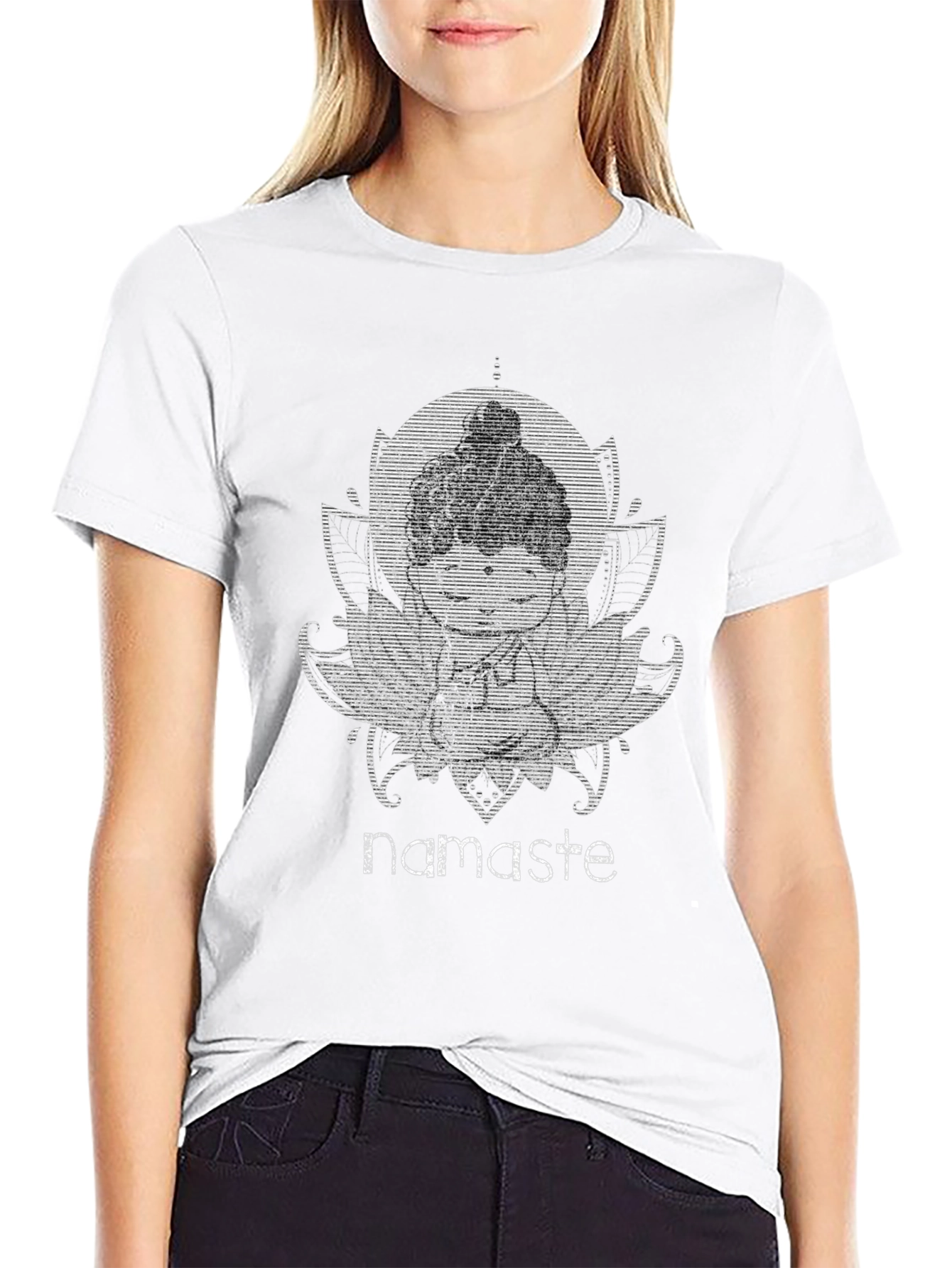Black Namaste Buddha Graphic T-Shirt view 9