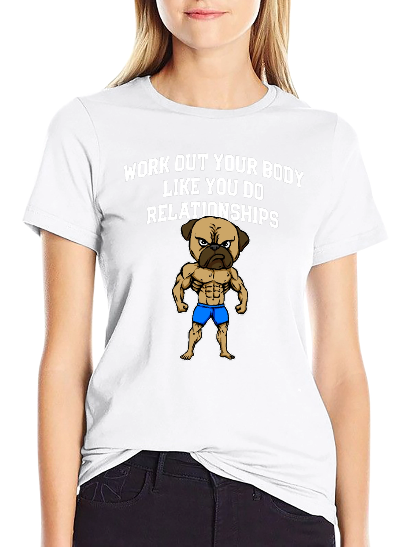 Black Workout Pug T-Shirt Funny Gym Tee view 9