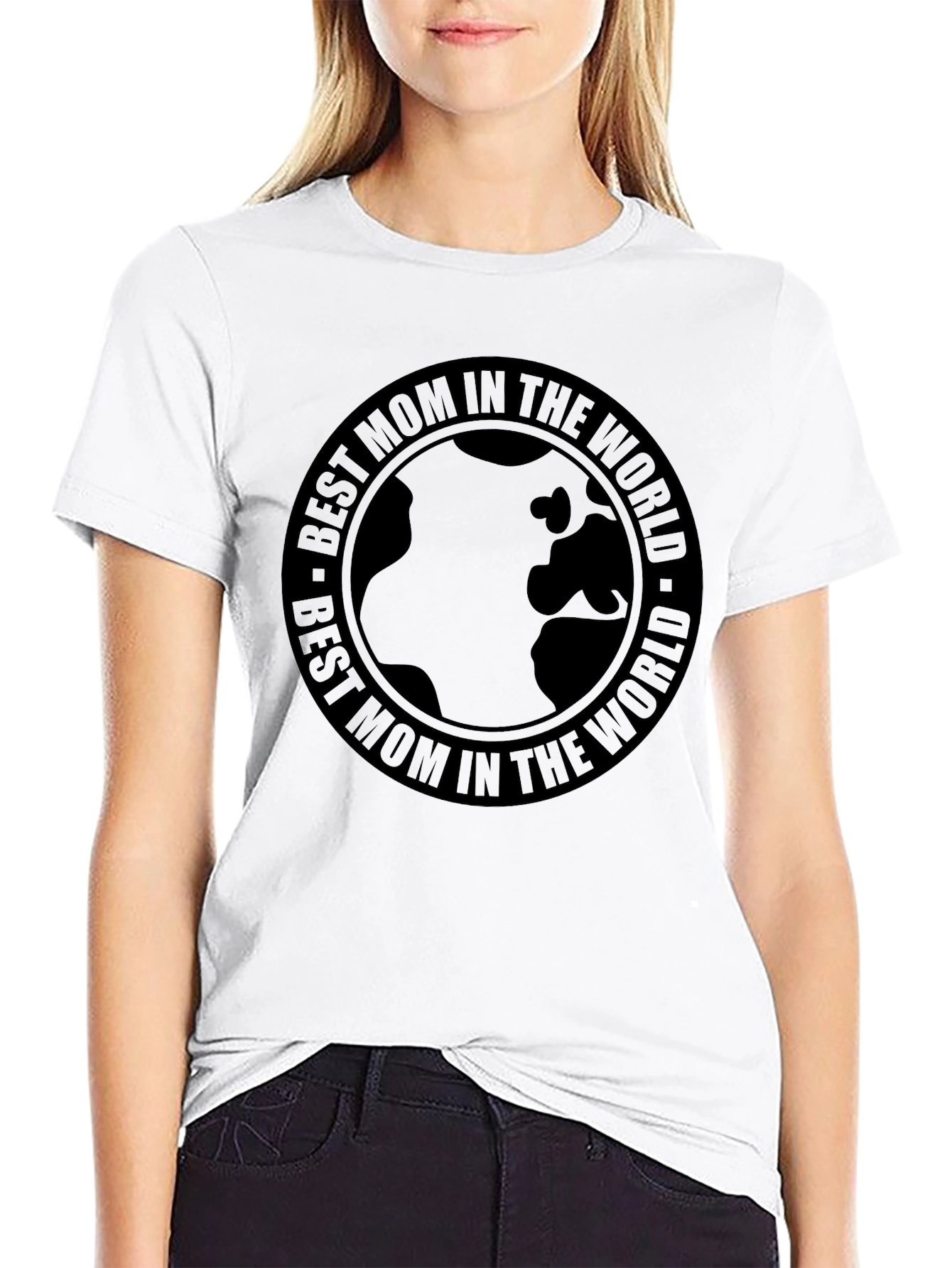 Black Best Mom in the World Black Graphic T-Shirt view 9