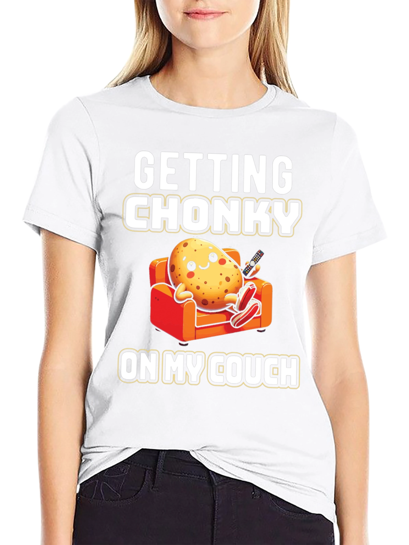 Black Getting Chonky Potato Couch T-Shirt view 9