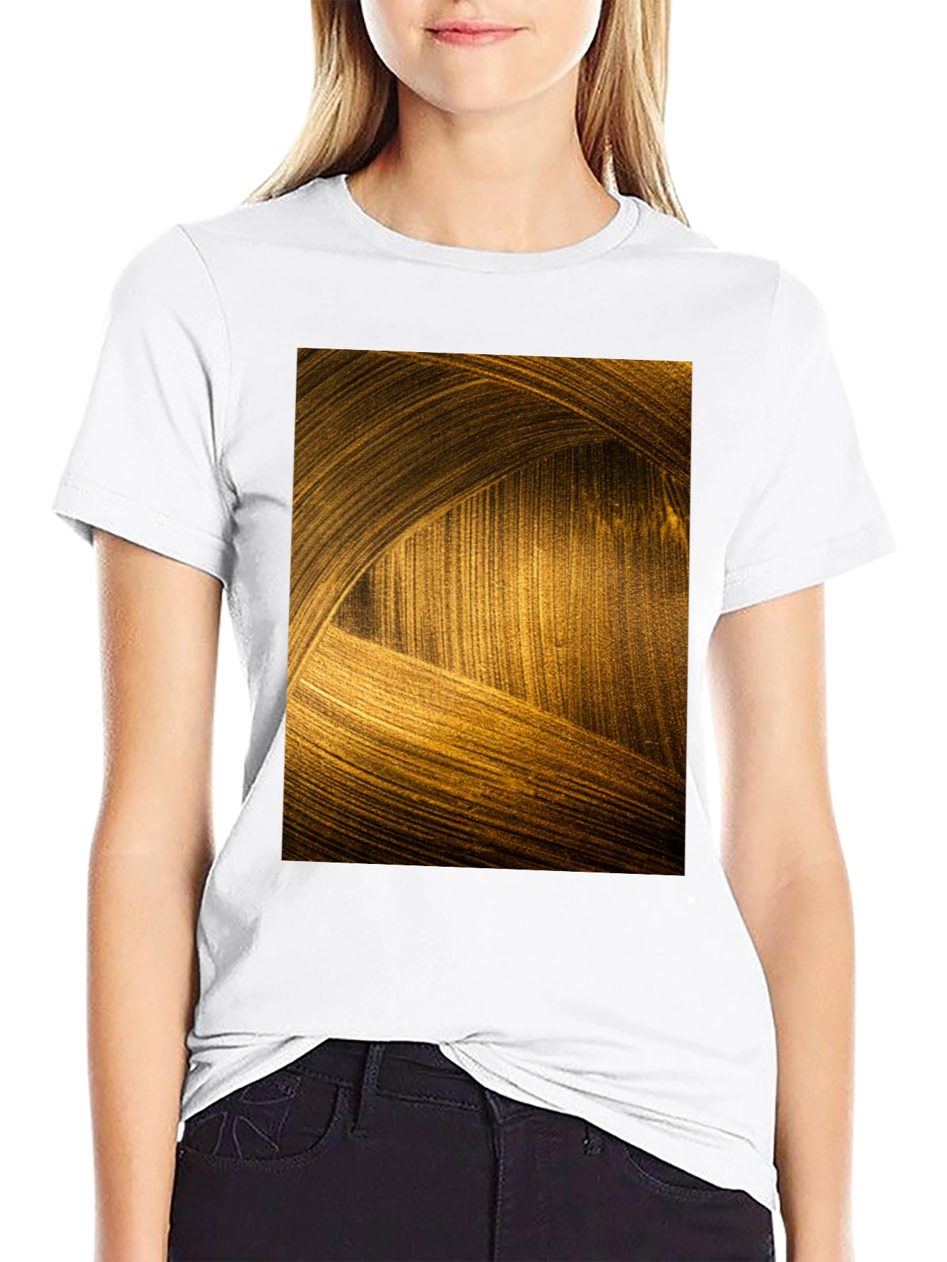 Black Abstract Gold Swirl Graphic T-Shirt view 9