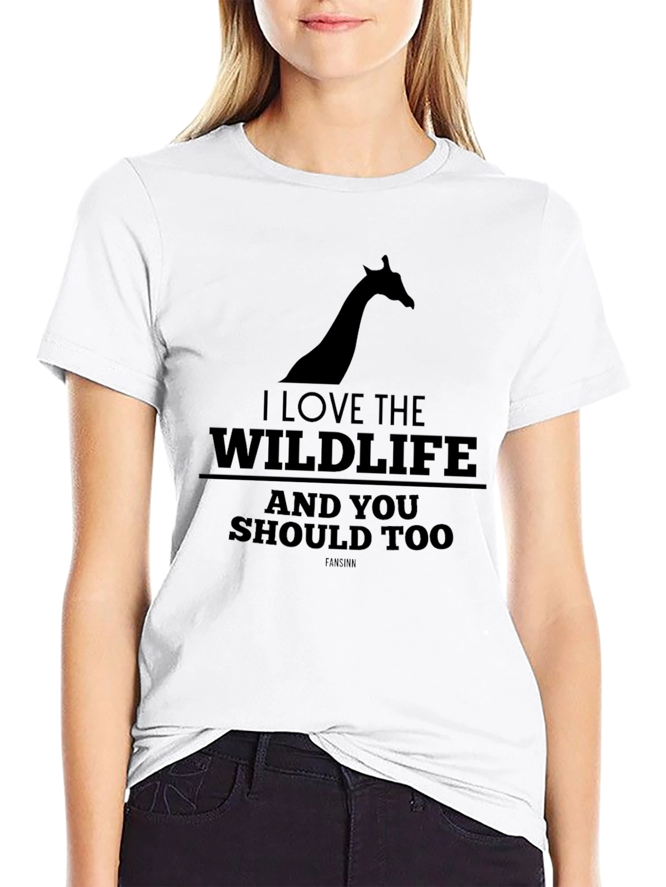 Black I Love The Wildlife Giraffe Graphic Tee view 9
