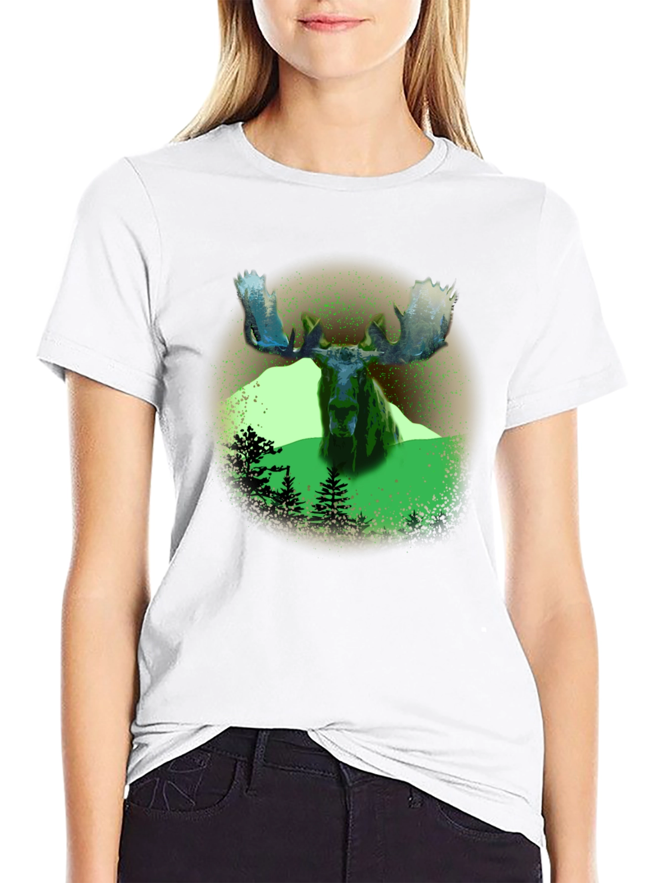 Black Moose Graphic Print Black T-Shirt view 9
