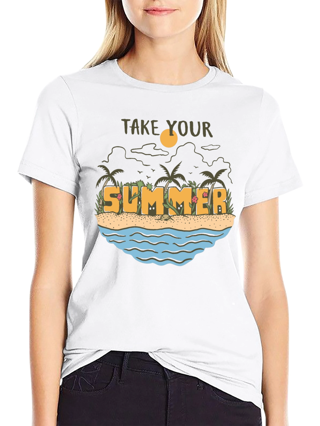 Black Summer Beach Graphic Tee view 9