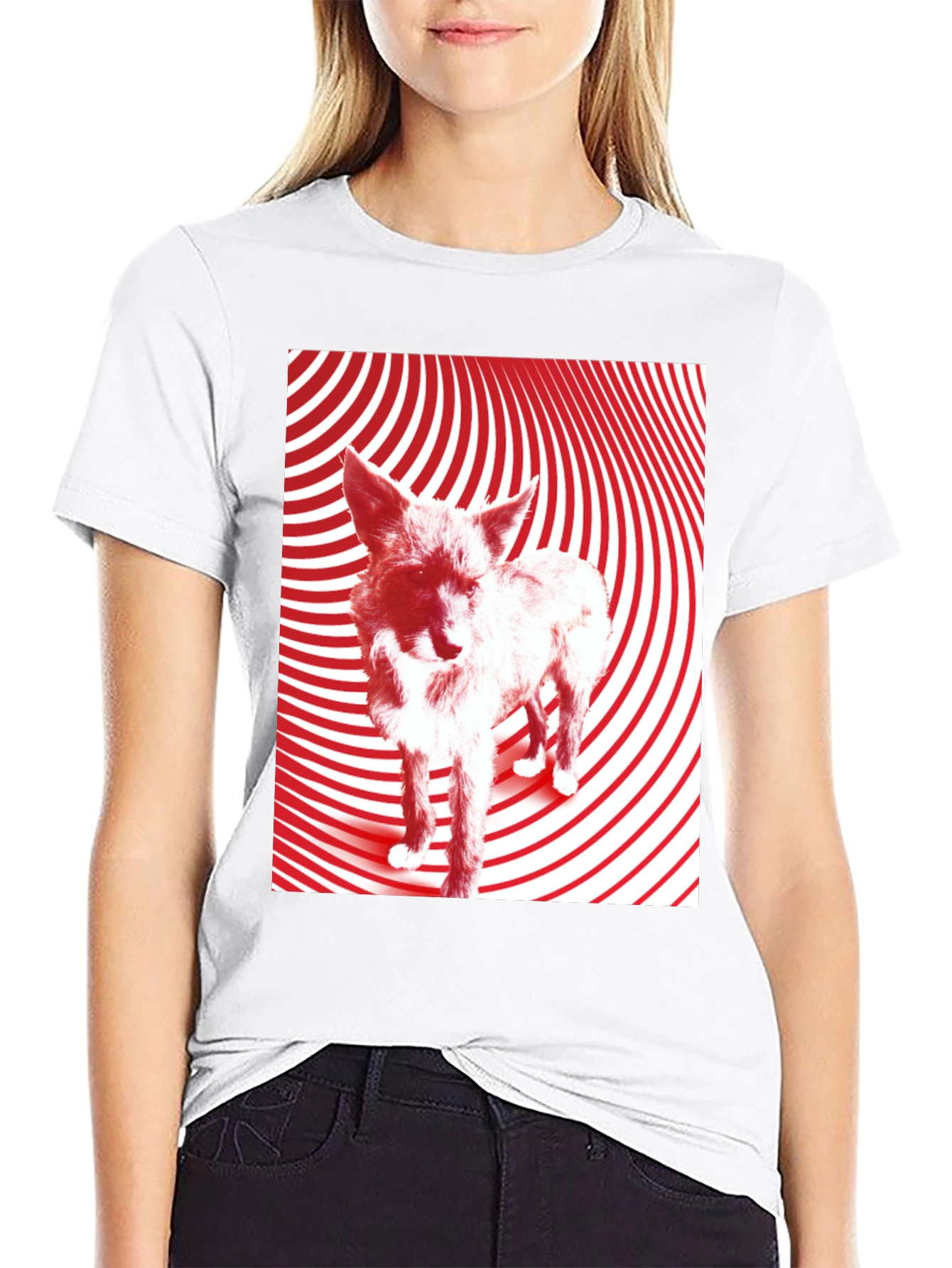 Black Red Wolf Graphic Black T-Shirt view 9