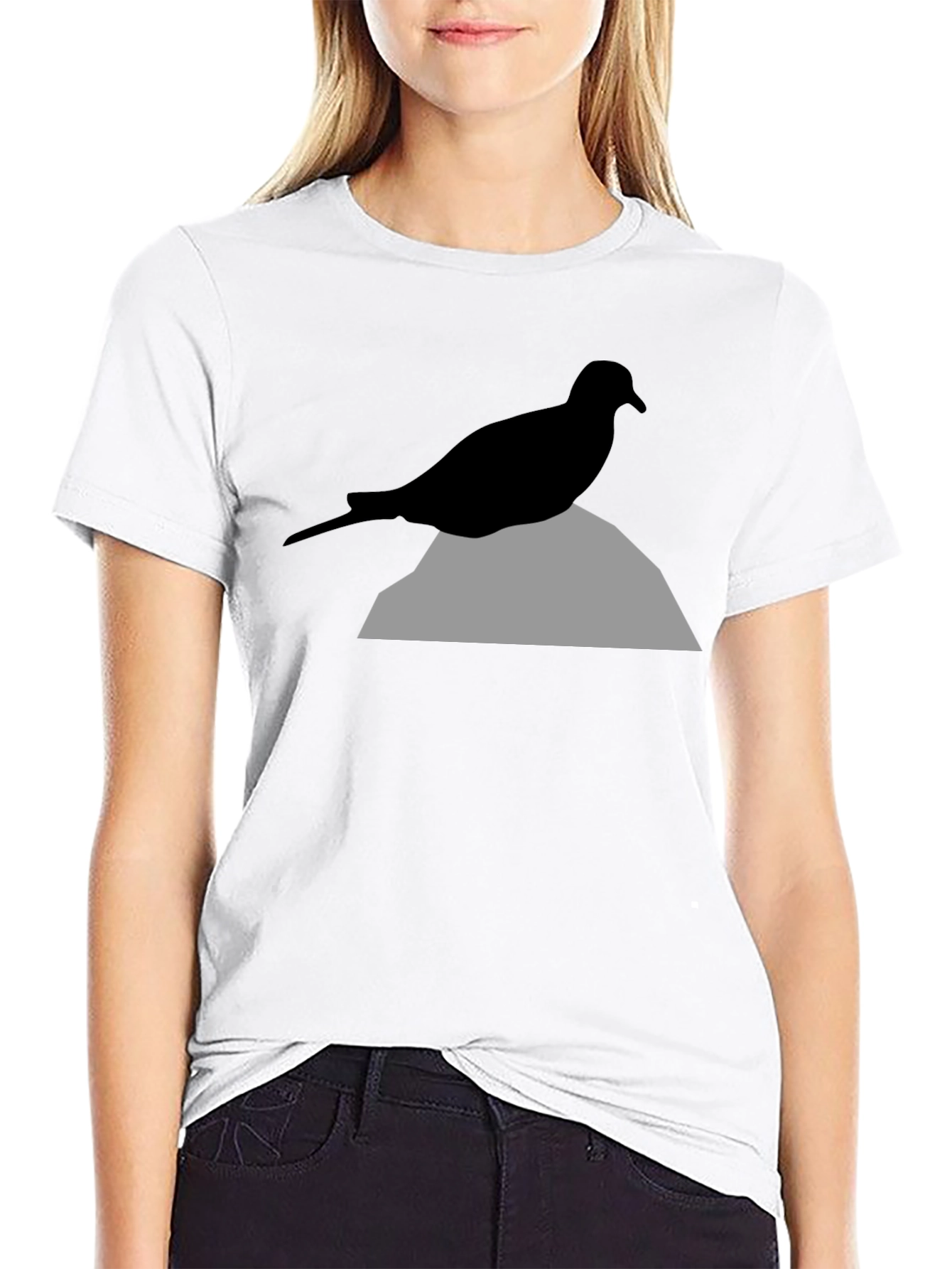 Black Bird on Rock Graphic Tee - Unisex Black T-Shirt view 9