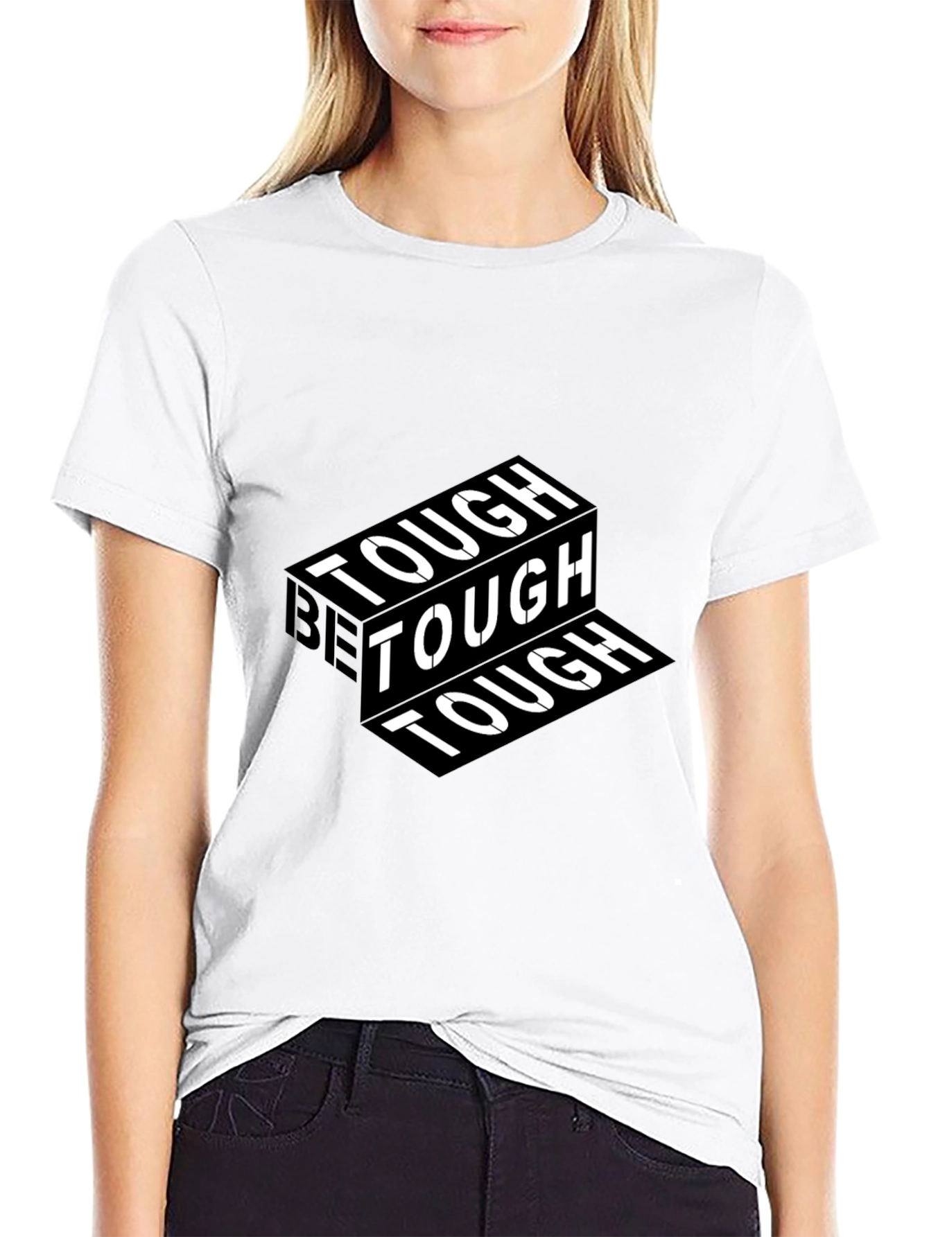 Black Be Tough Graphic Print Black T-Shirt view 9