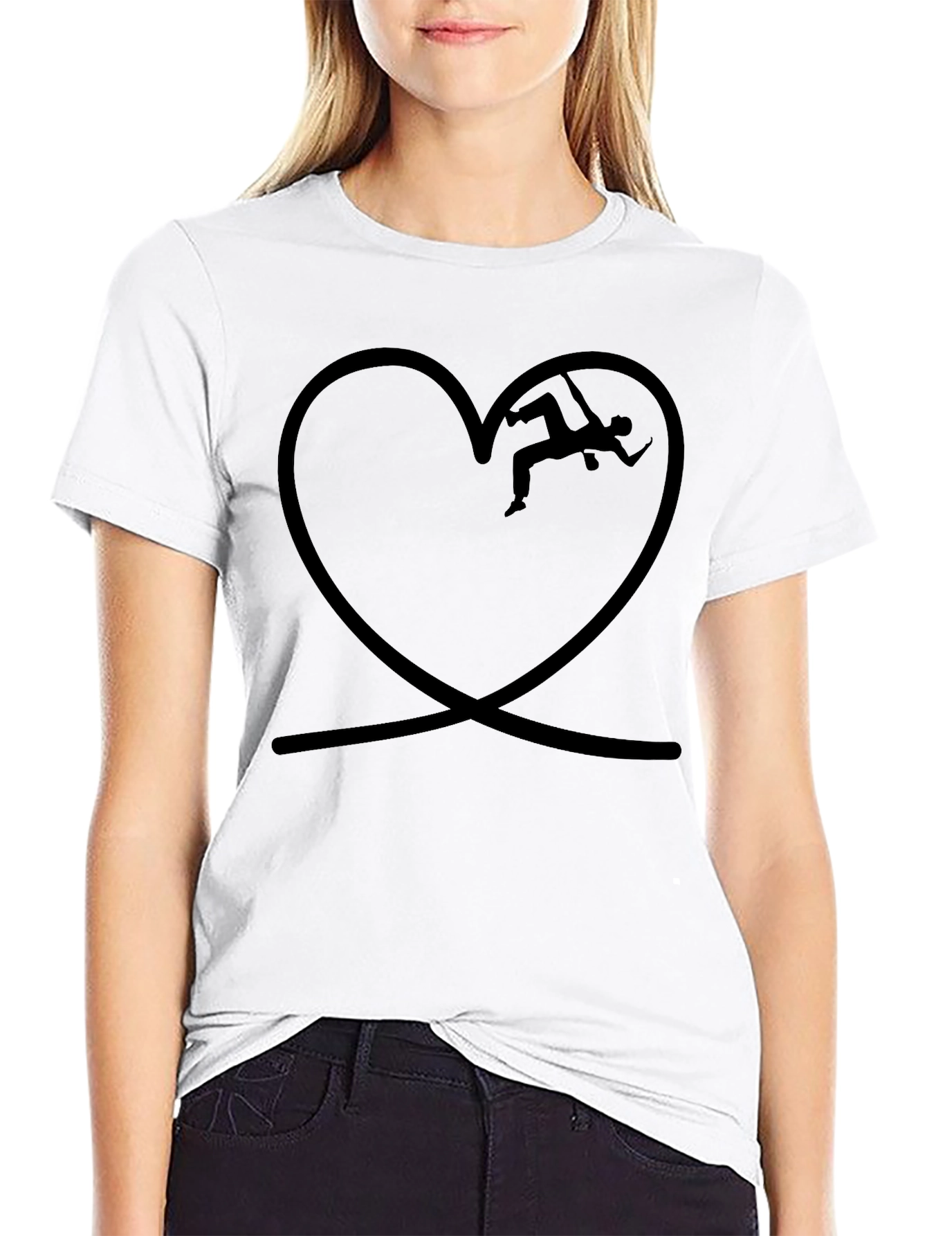 Black Climbing Heart Graphic T-Shirt - Black view 9