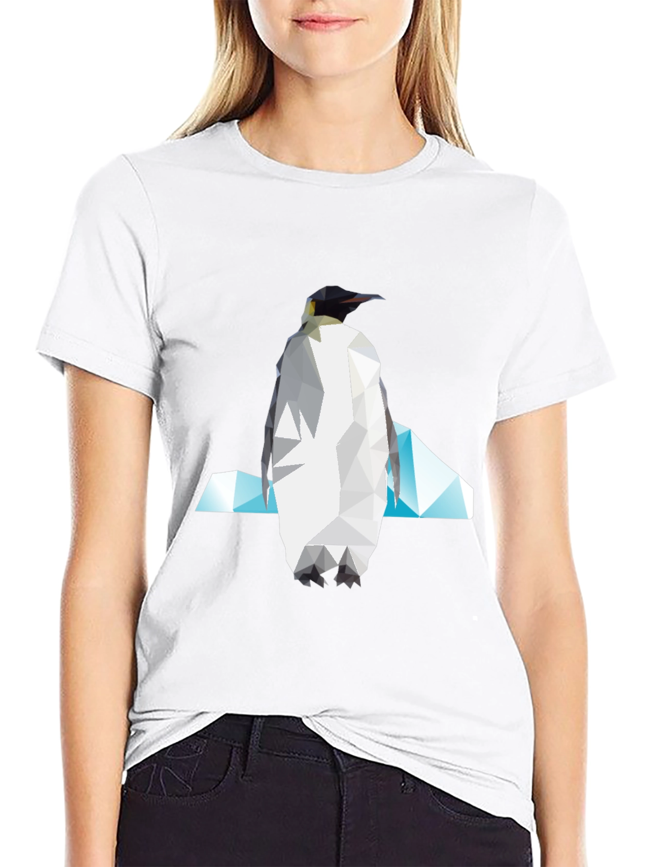 Black Geometric Penguin Graphic Tee view 9