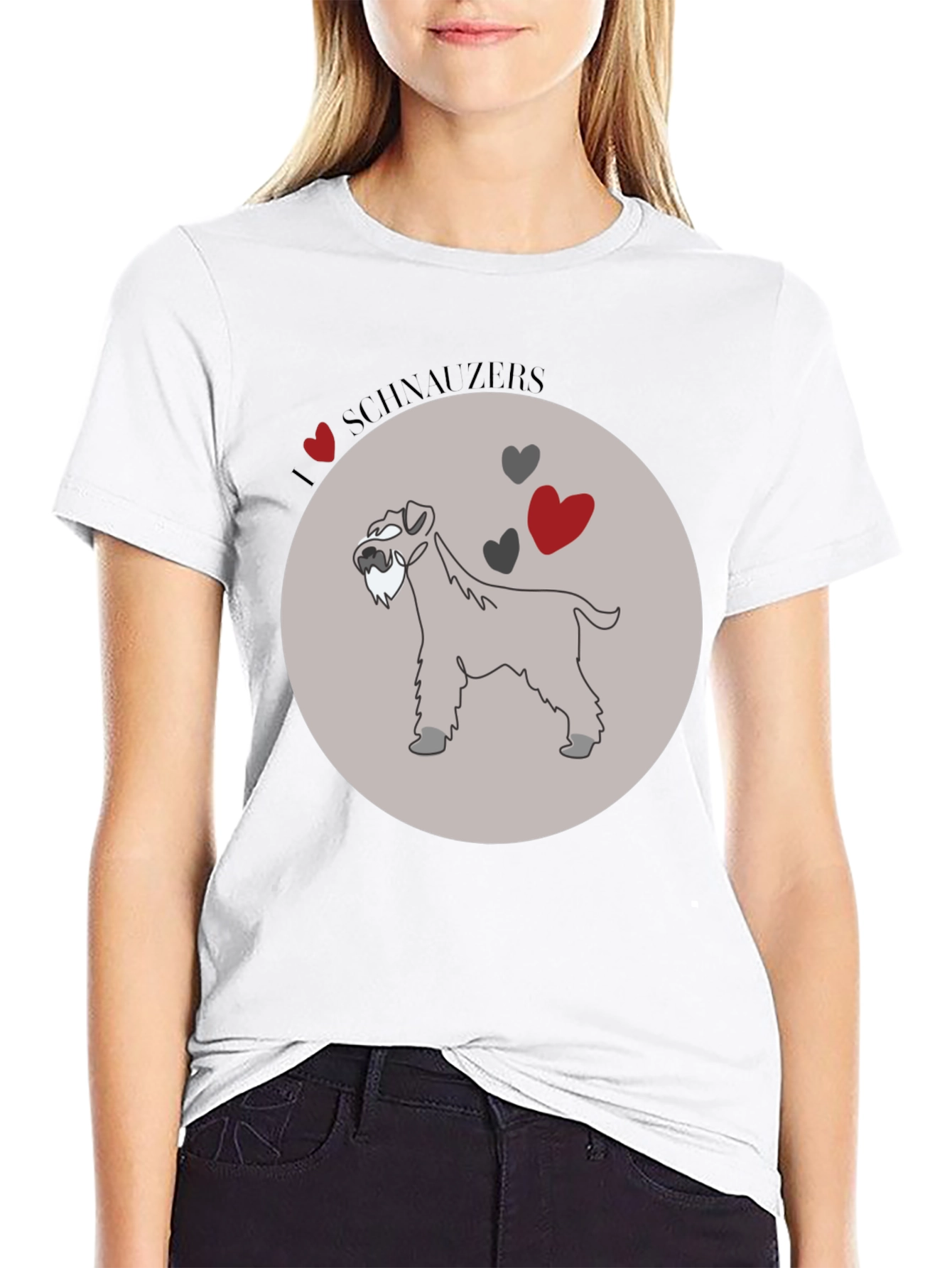 Black I Love Schnauzers Graphic Tee - Black Cotton Blend view 9