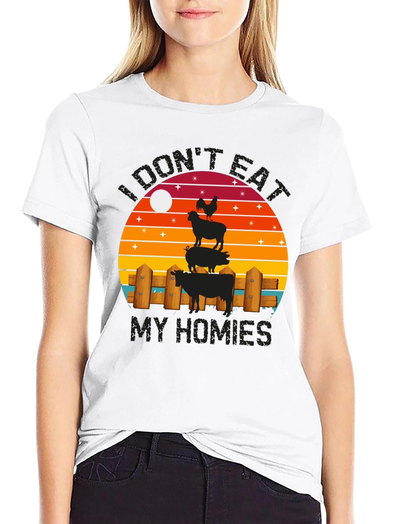 Black I Don't Eat My Homies Graphic T-Shirt view 9