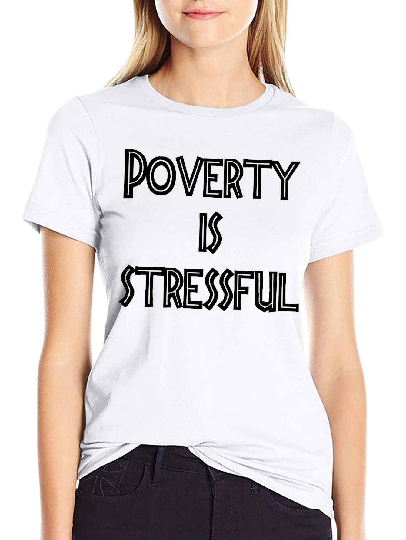 Black Poverty Is Stressful Black Graphic Tee view 9