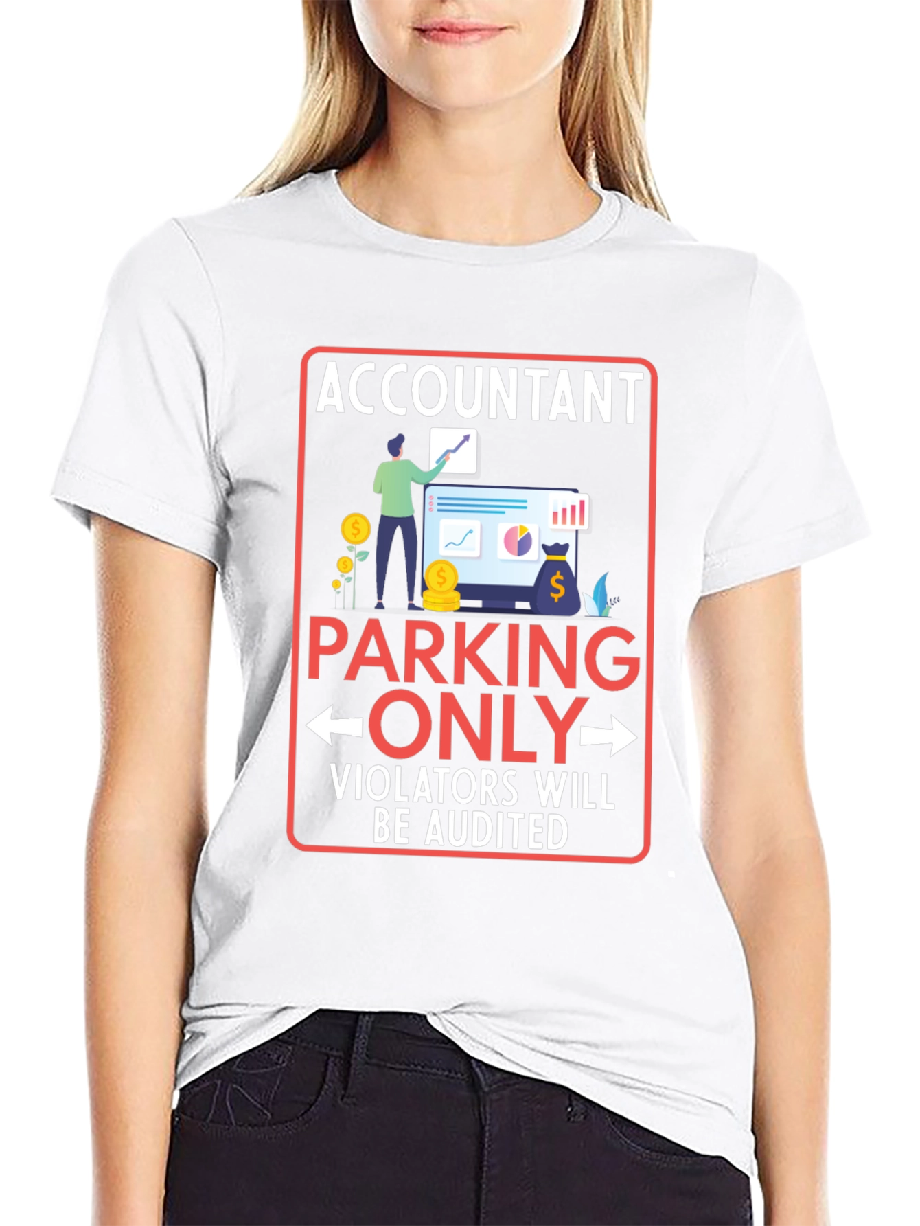 Black Accountant Parking Only Graphic T-Shirt view 9