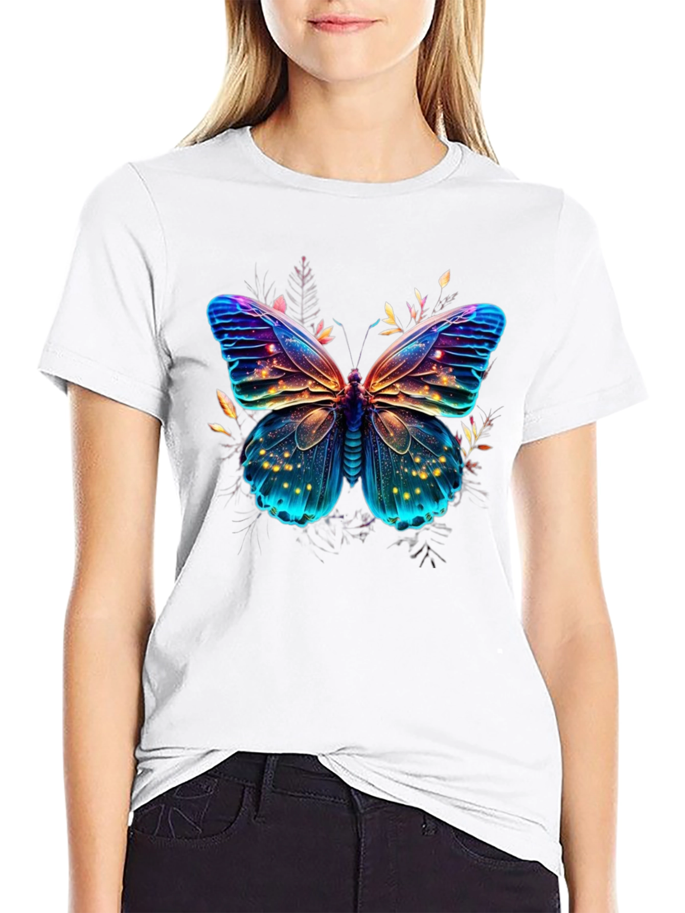 Black Butterfly Graphic Print Men's T-Shirt view 9