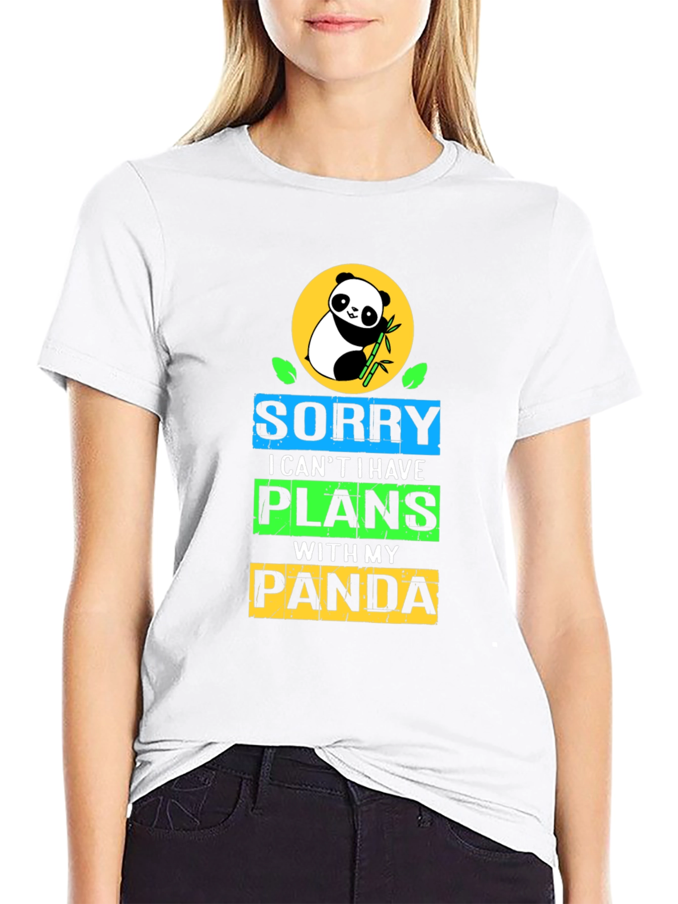 Black Sorry I Have Plans With My Panda T-Shirt view 9