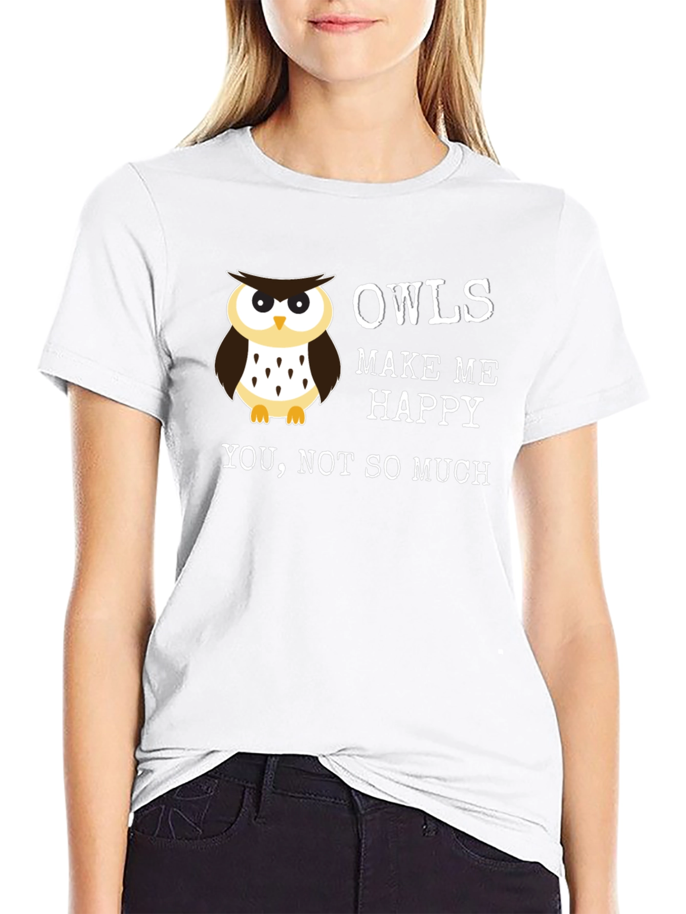 Black Funny Owl T-Shirt - Owls Make Me Happy view 9