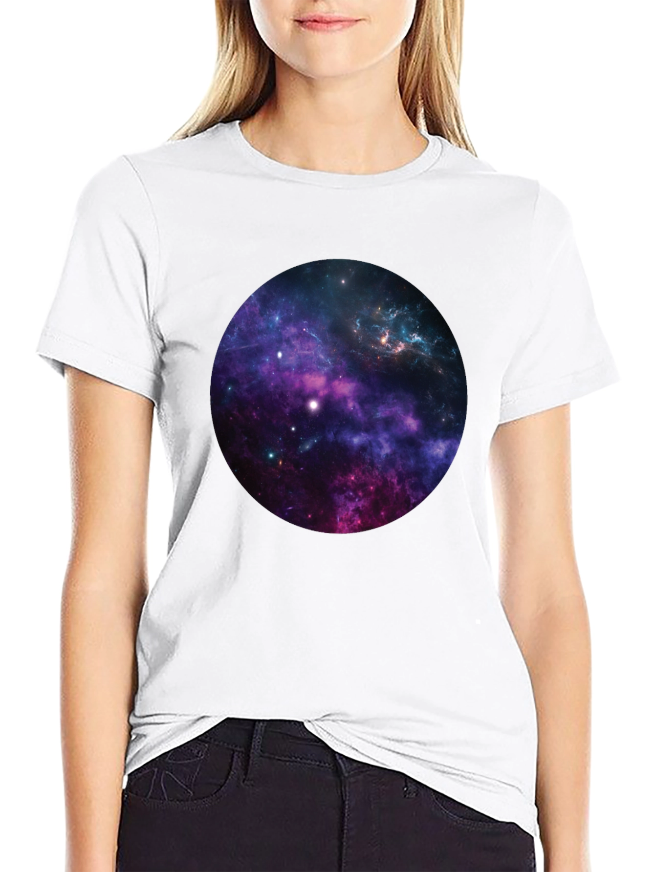 Black Galaxy Graphic Print Black T-Shirt view 9