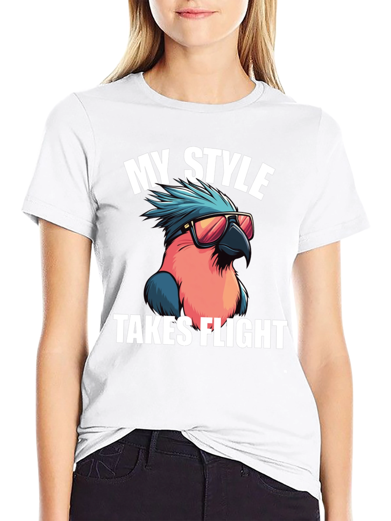 Black Cool Parrot T-Shirt: My Style Takes Flight view 9