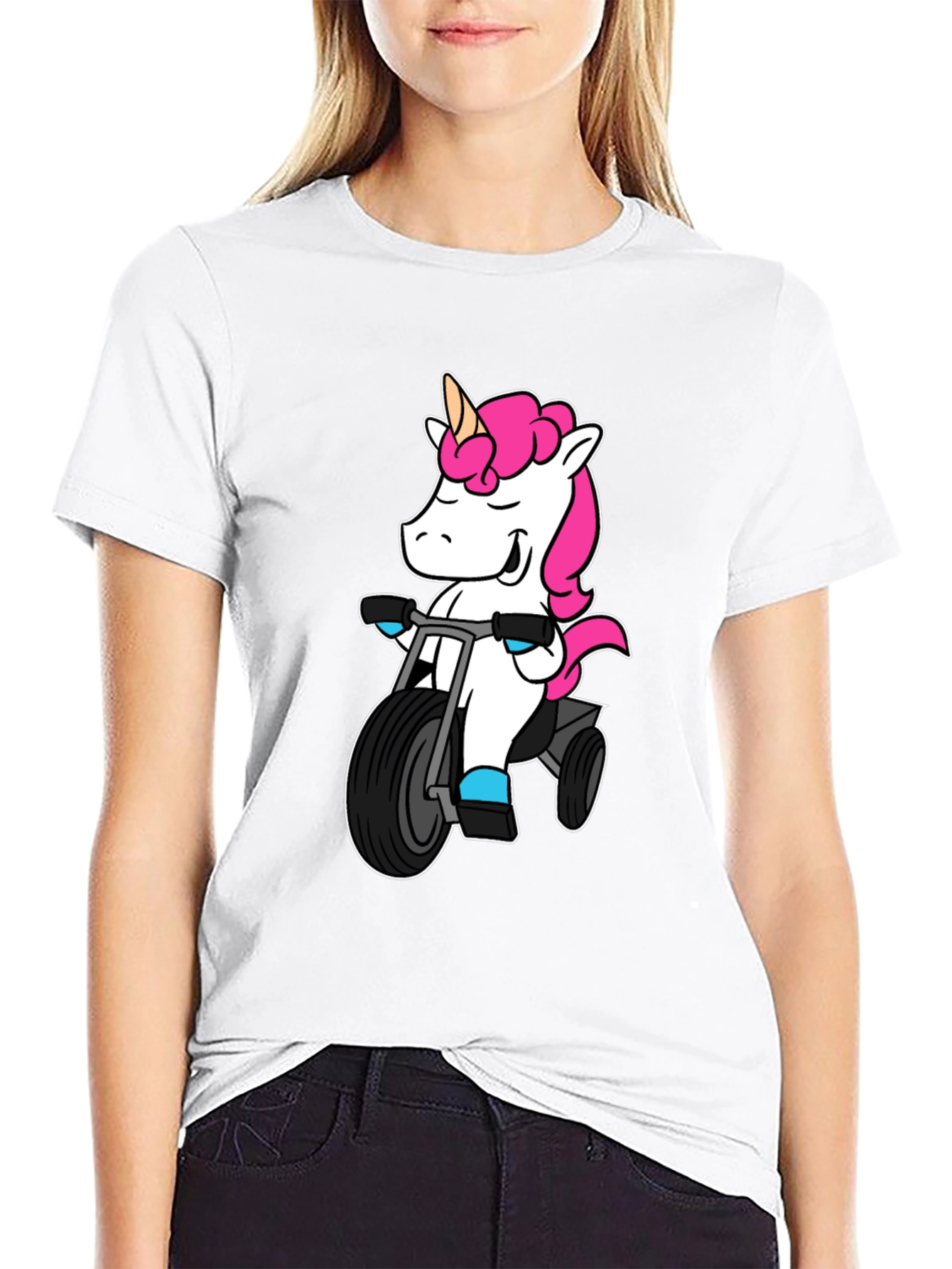 Black Unicorn on Tricycle T-Shirt - Black view 9