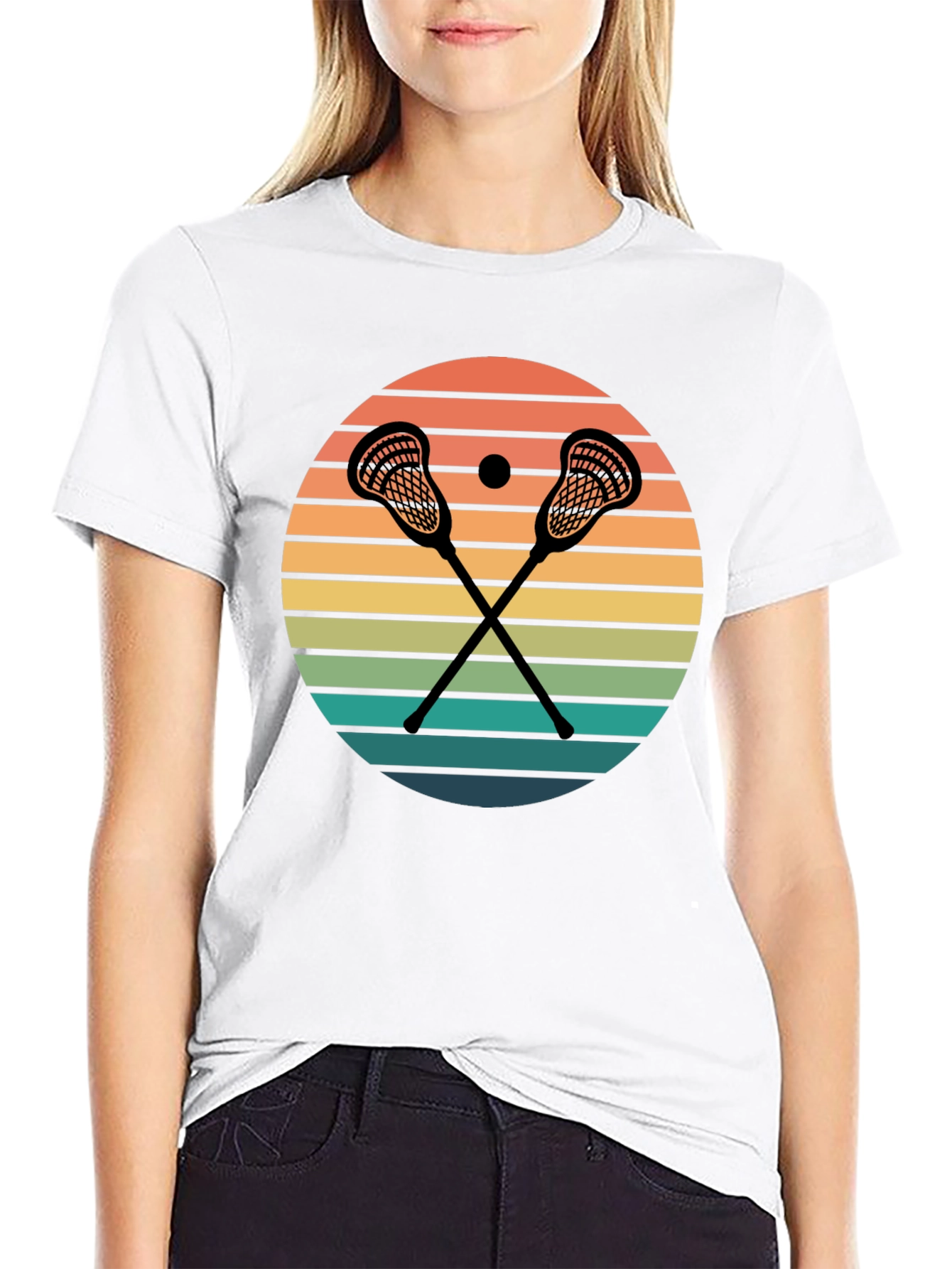 Black Lacrosse Sunset Graphic T-Shirt view 9