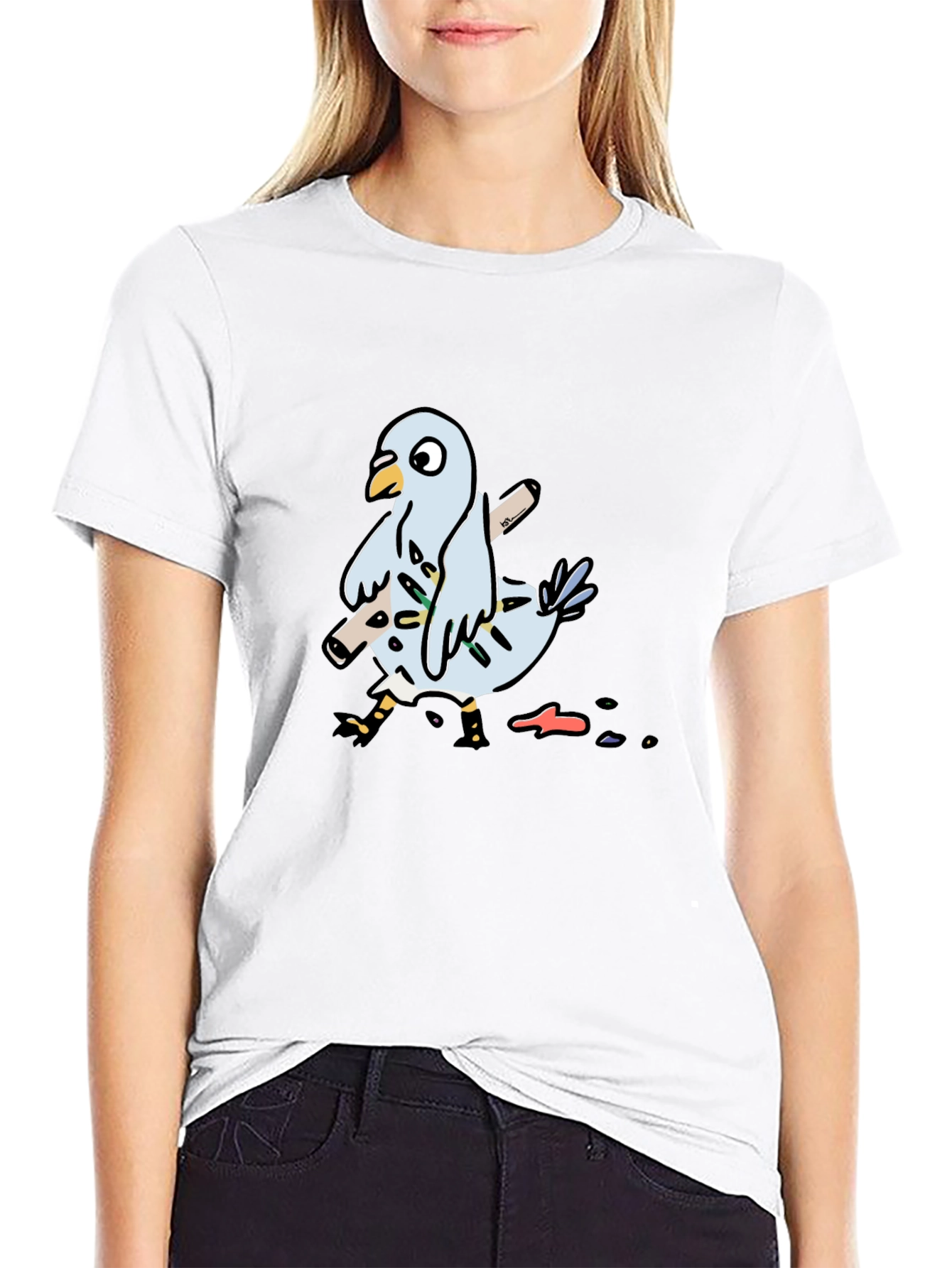 Black Pigeon Graphic Tee - Funny Bird T-Shirt view 9