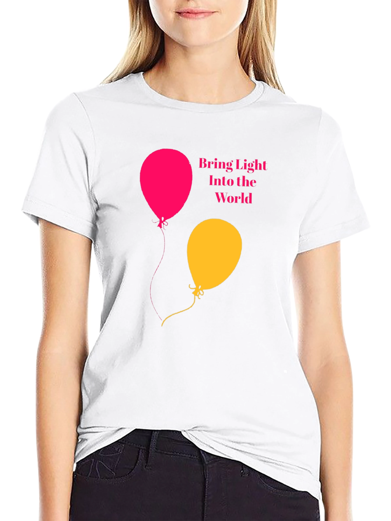 Black Bring Light Balloons Graphic Tee view 9