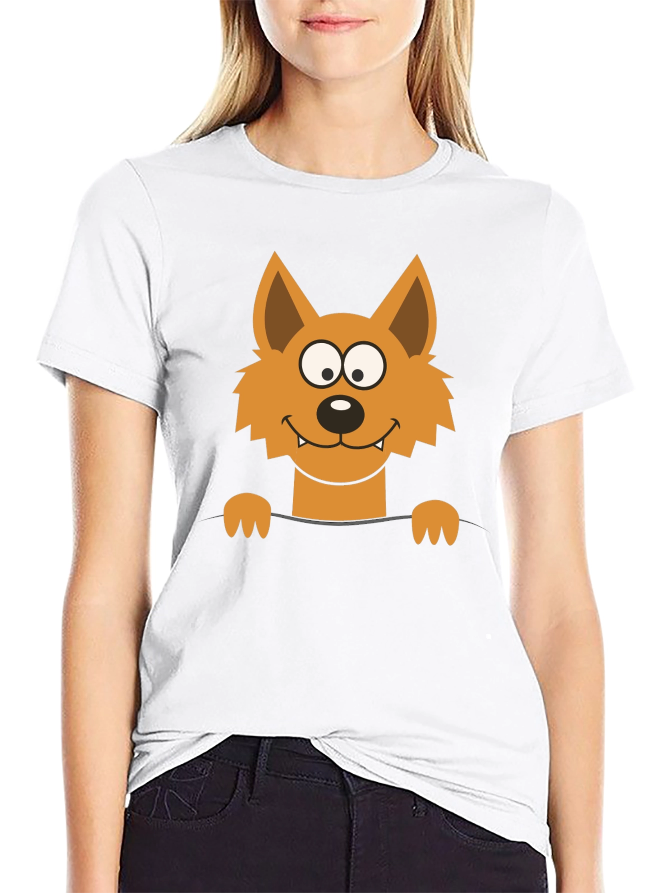 Black Cartoon Fox Graphic Black T-Shirt view 9
