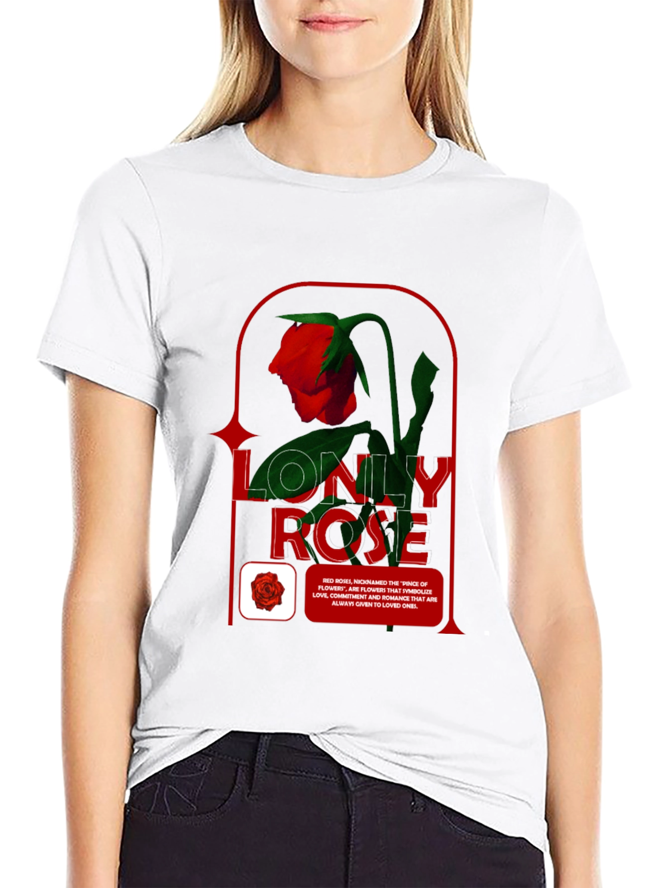 Black Lonely Rose Graphic Tee - Stylish Casual Wear view 9