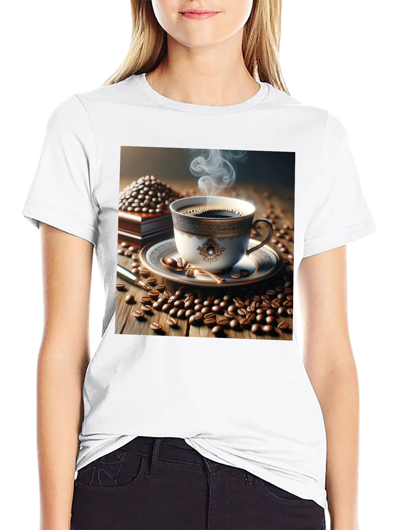 Black Coffee Lover's T-Shirt - Elegant Cup Design view 9