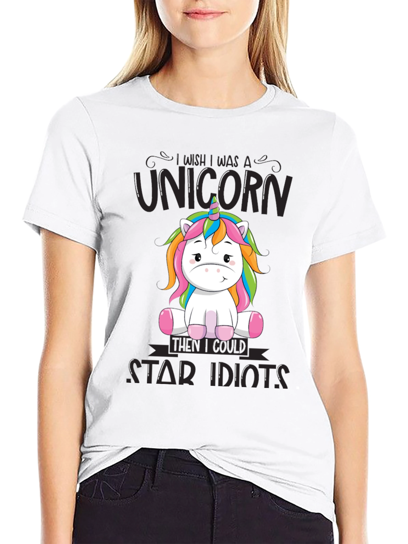 Black I Wish I Was A Unicorn Funny T-Shirt view 9