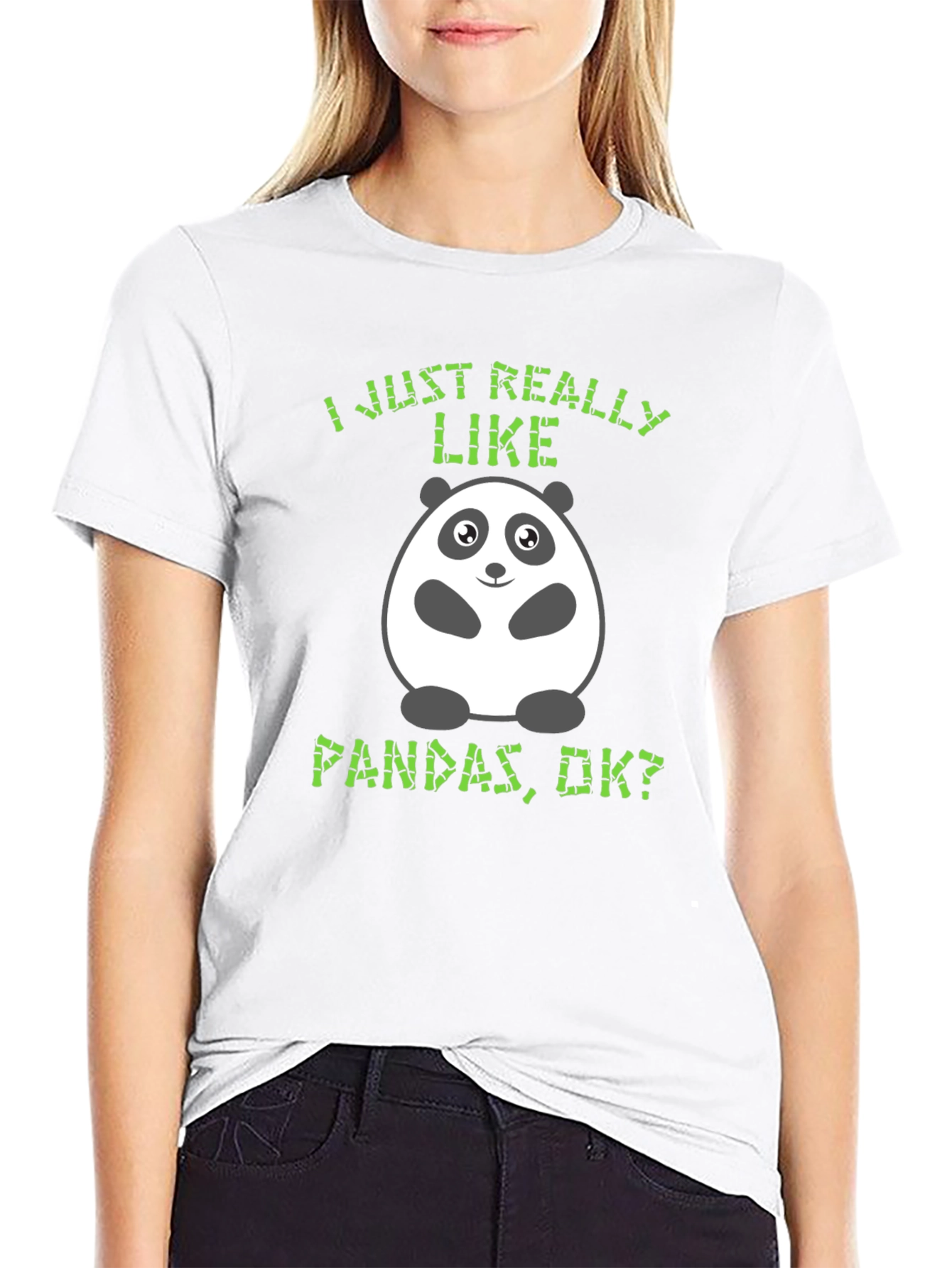 Black Funny Panda T-Shirt - I Just Really Like Pandas view 9
