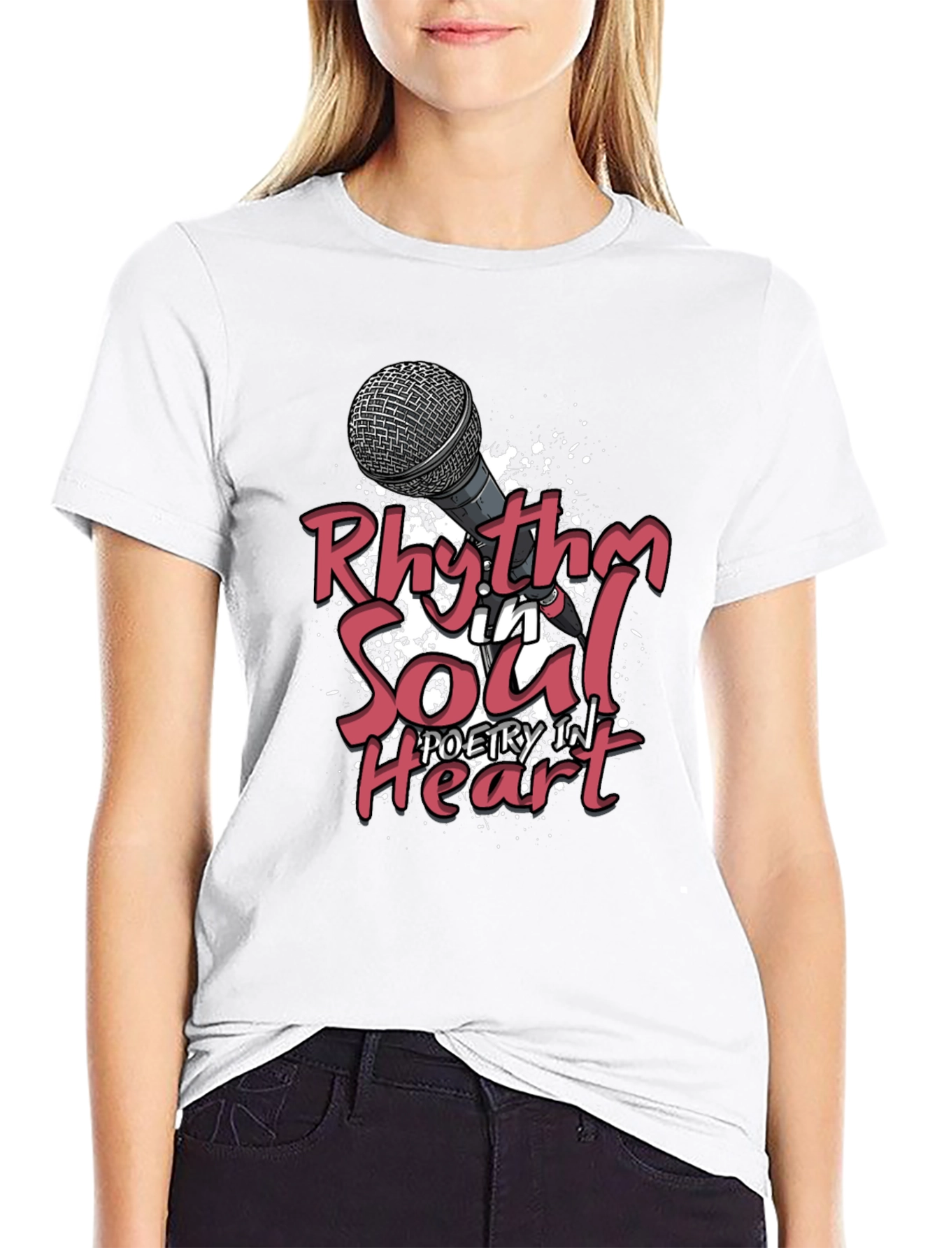 Black Rhythm in Soul Poetry Heart Graphic T-Shirt view 9