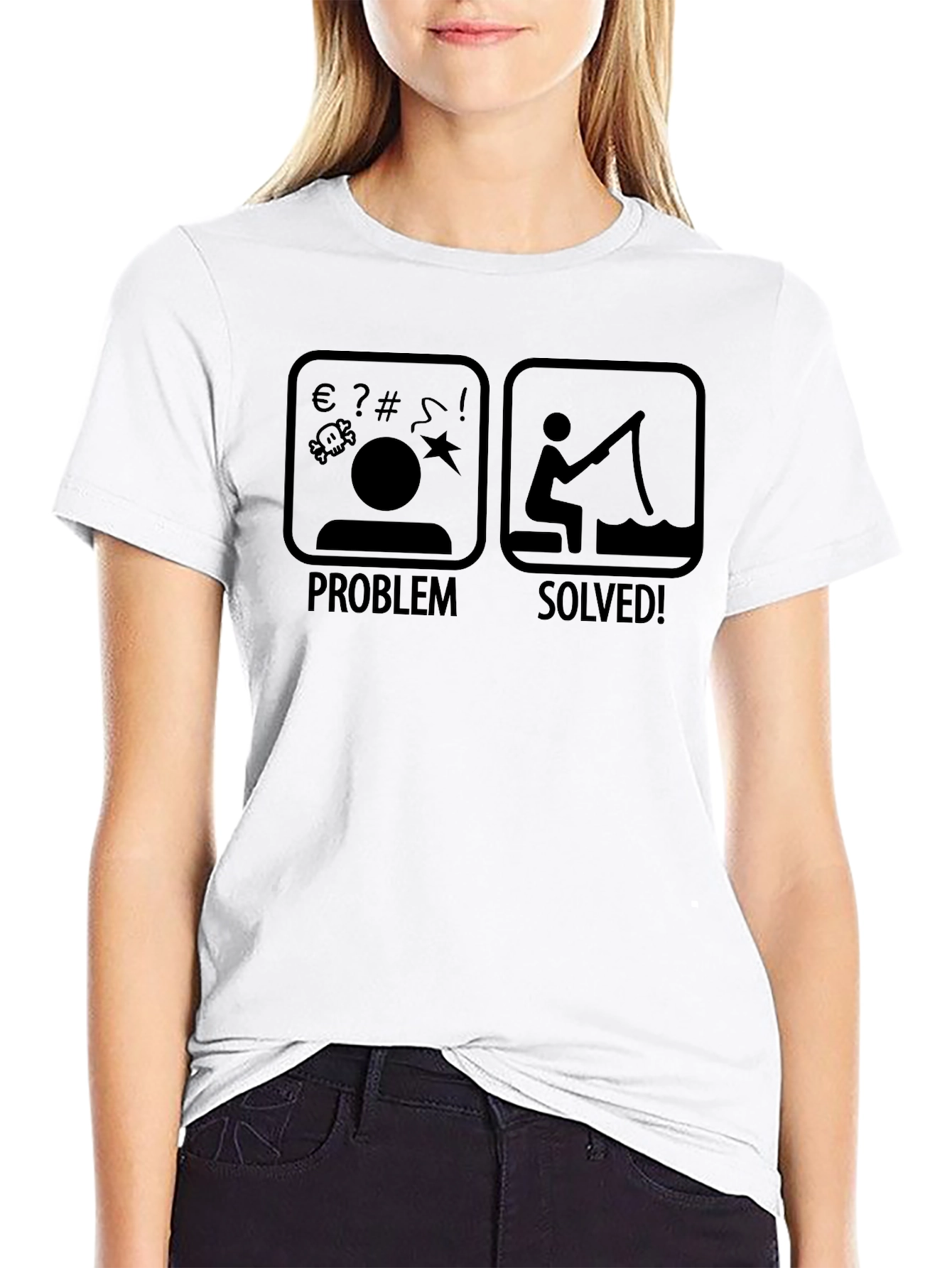 Black Problem Solved Fishing T-Shirt view 9