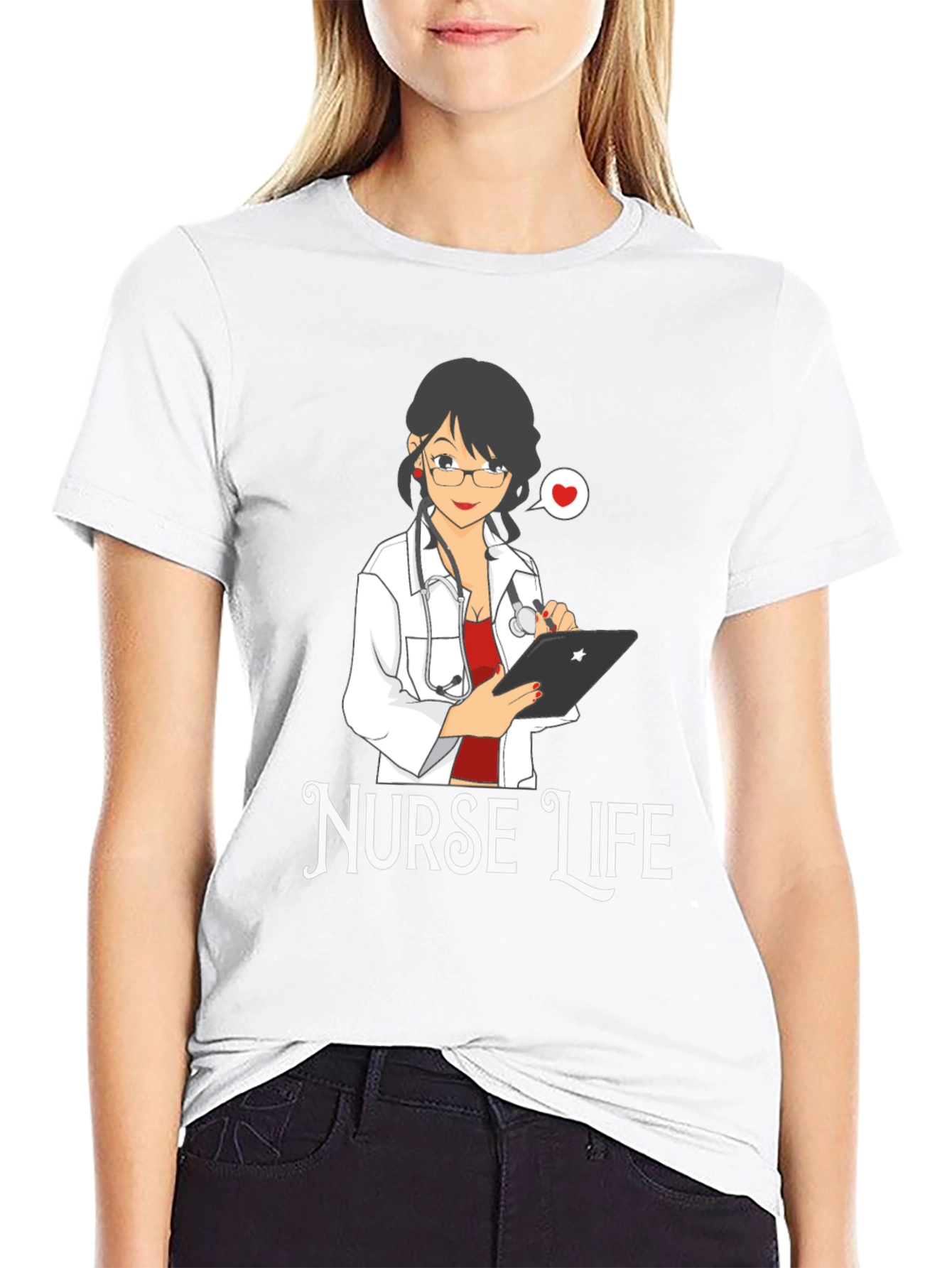 Black Nurse Life Graphic Tee - Black Cotton Comfort view 9