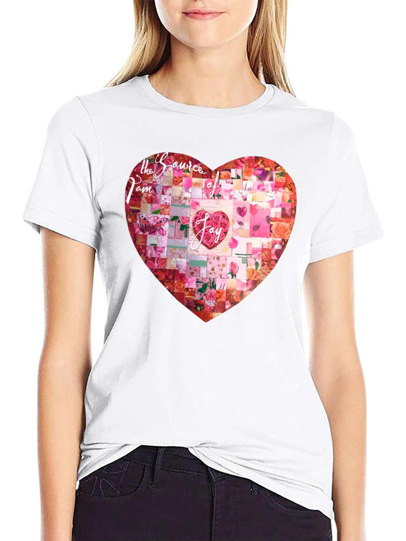 Black I am the Source of Joy Heart Graphic T-Shirt view 9
