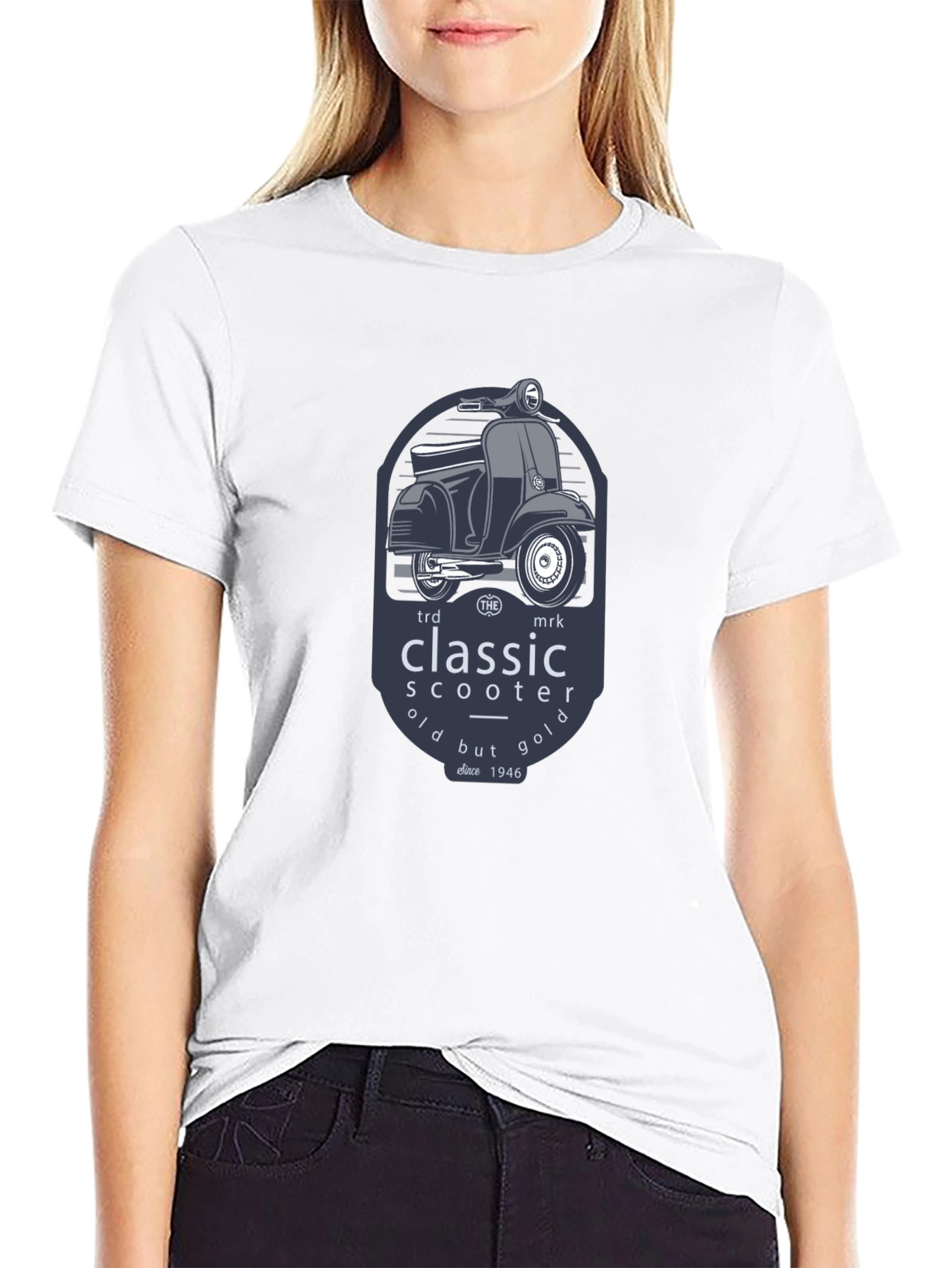 Black Classic Scooter T-Shirt - Vintage Style view 9